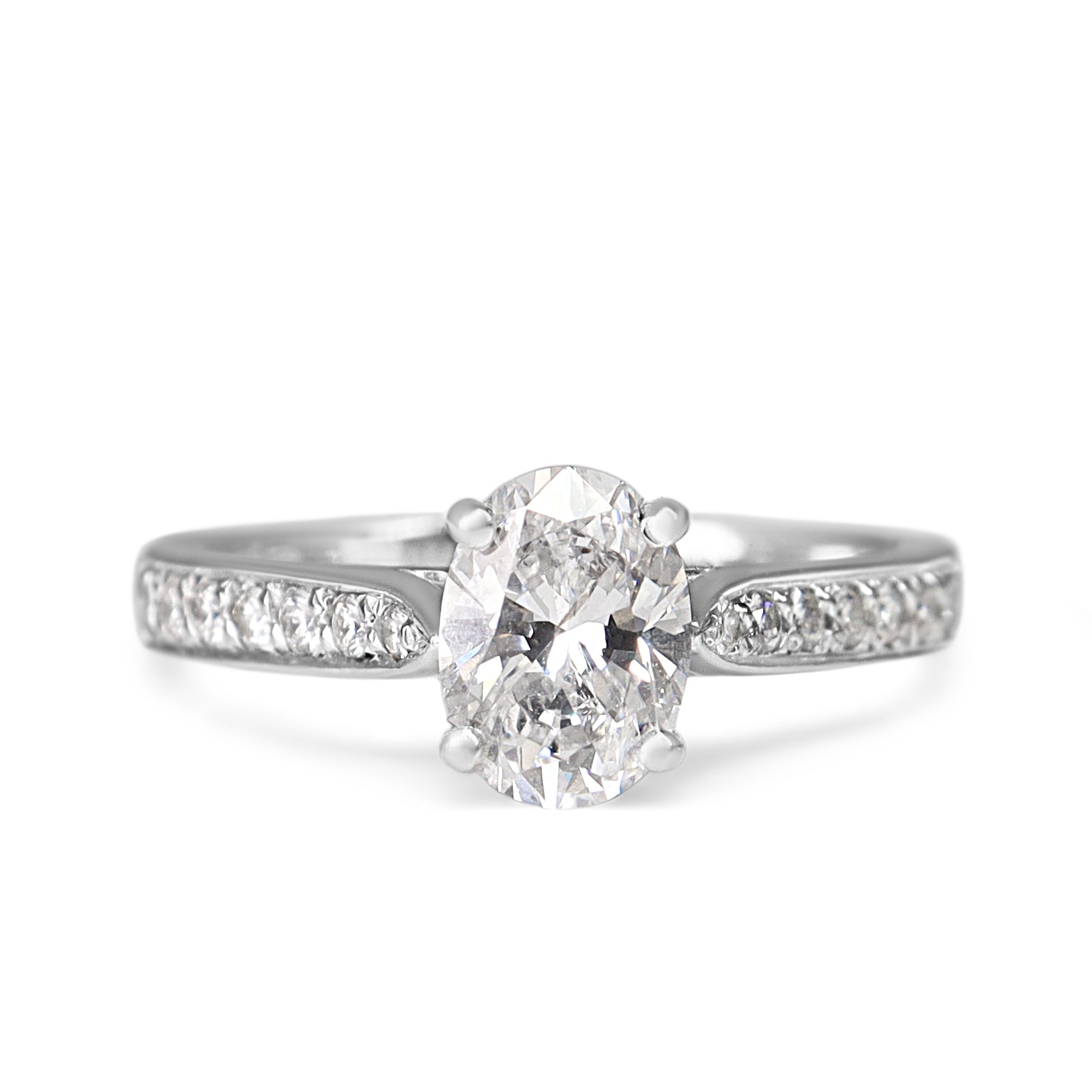 18ct White Gold Oval Diamond Solitaire Ring