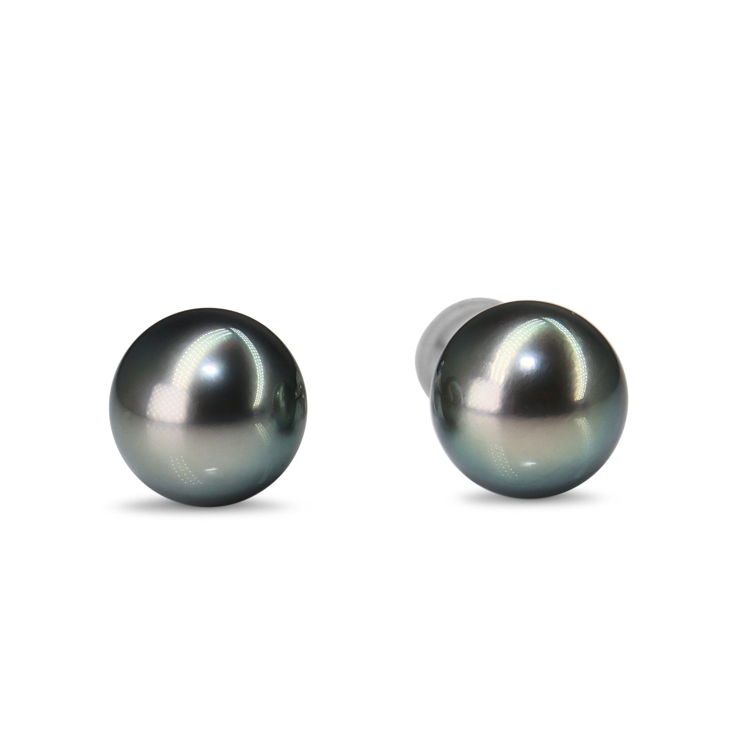 18ct White Gold Tahitian 9.5mm Pearl Stud Earrings