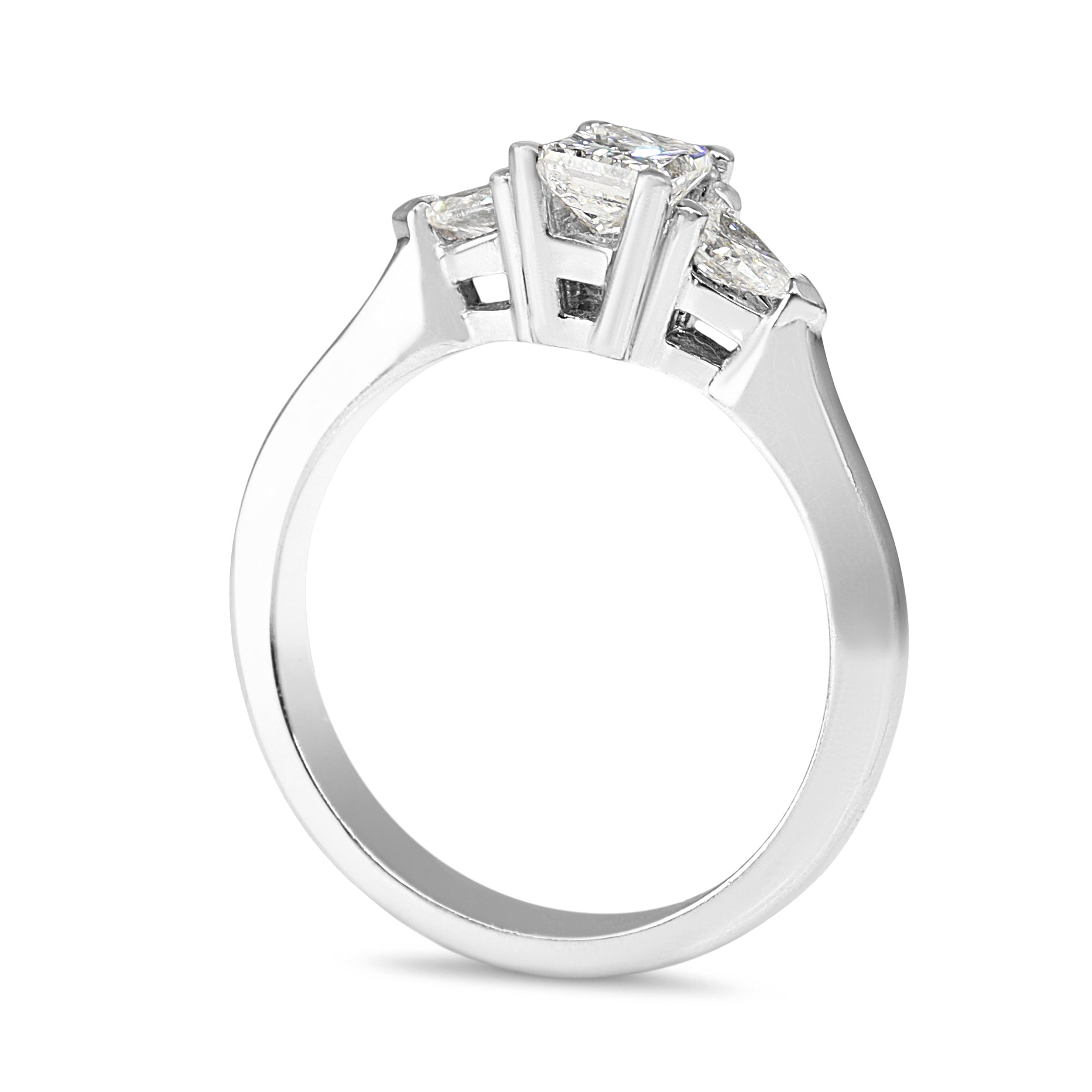 18ct White Gold Radiant and Pear 3 Stone Diamond Ring