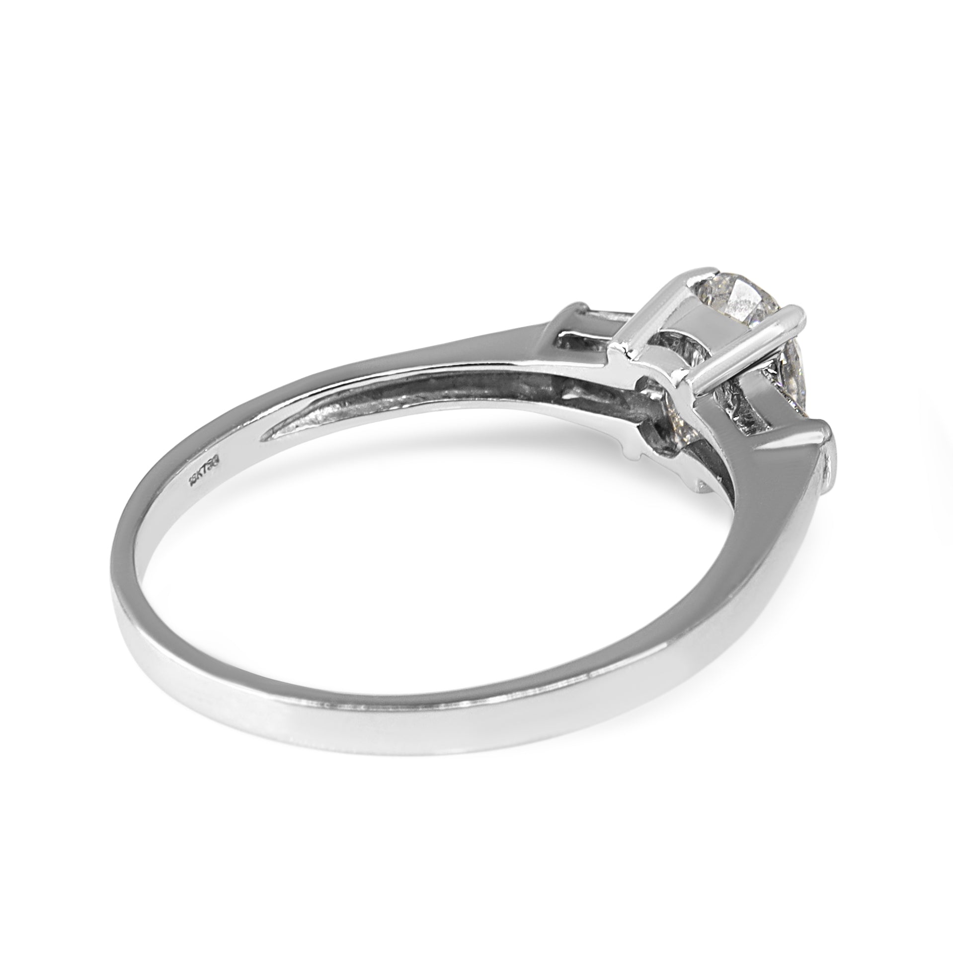 18ct White Gold Oval and Tapered Baguette Diamond Ring