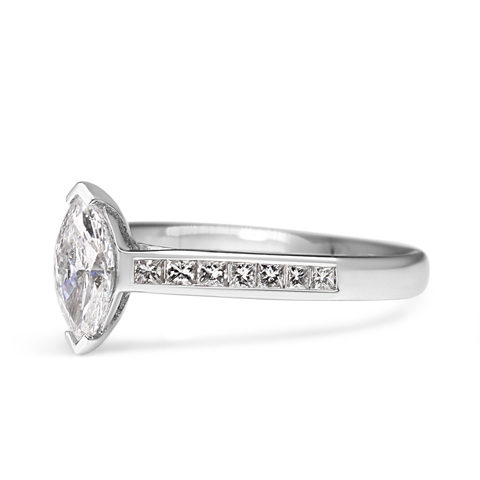 18ct White Gold Marquise and Princess Cut Diamond Ring