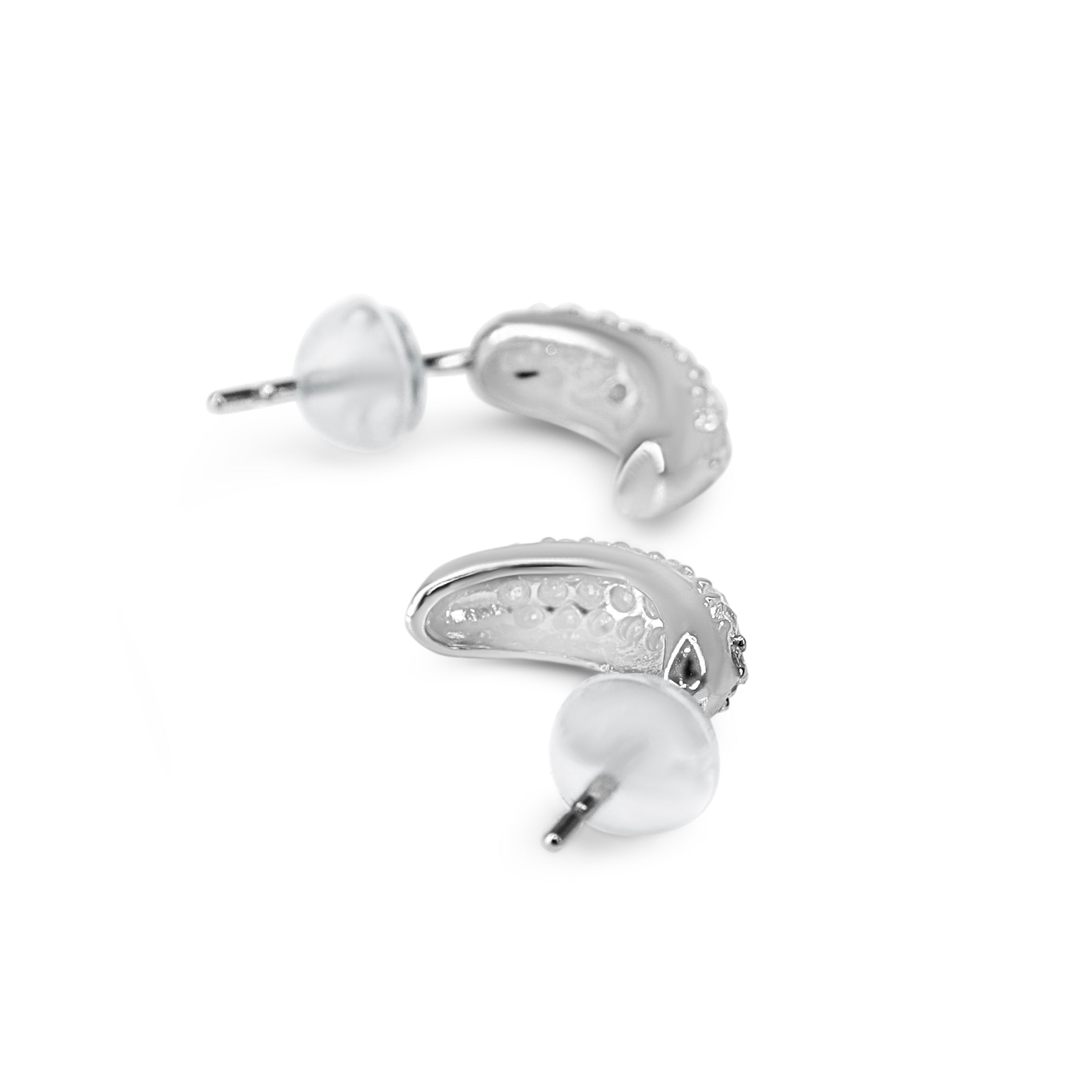 Platinum .50ct Pavé Diamond Half Hoop Earrings
