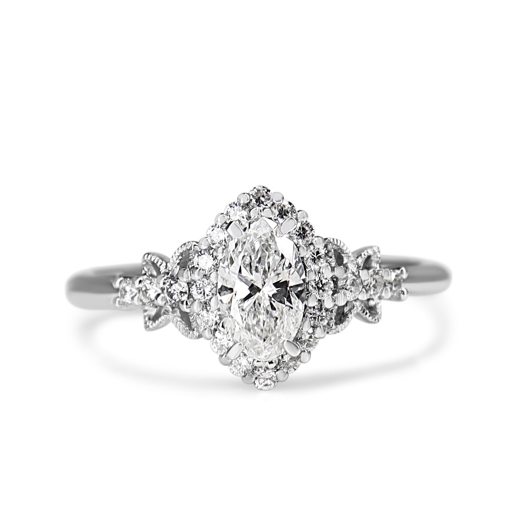 Platinum Diamond Marquise Halo Butterfly Ring