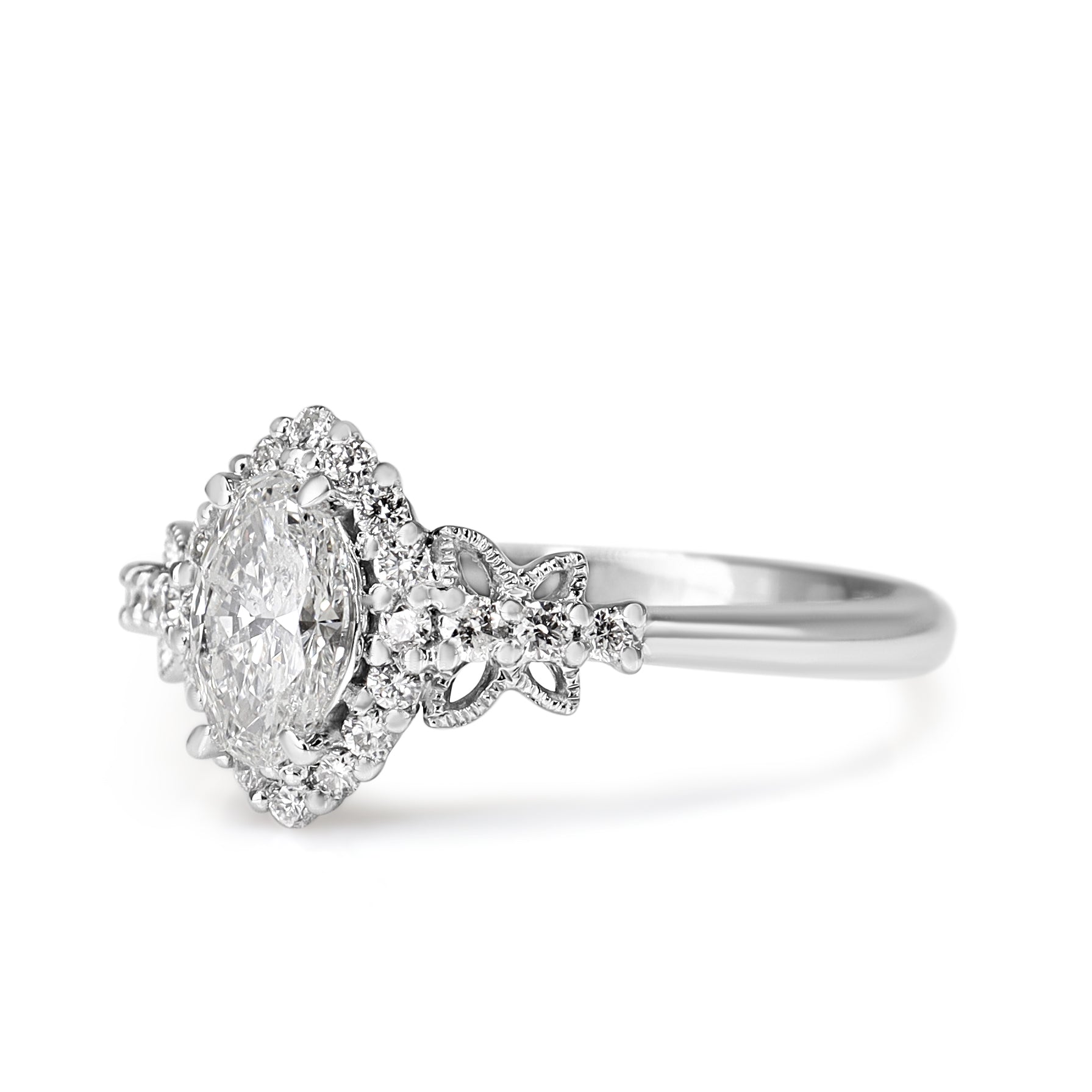 Platinum Diamond Marquise Halo Butterfly Ring