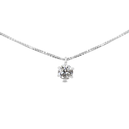 Platinum 1.00ct 6 Claw Diamond Necklace