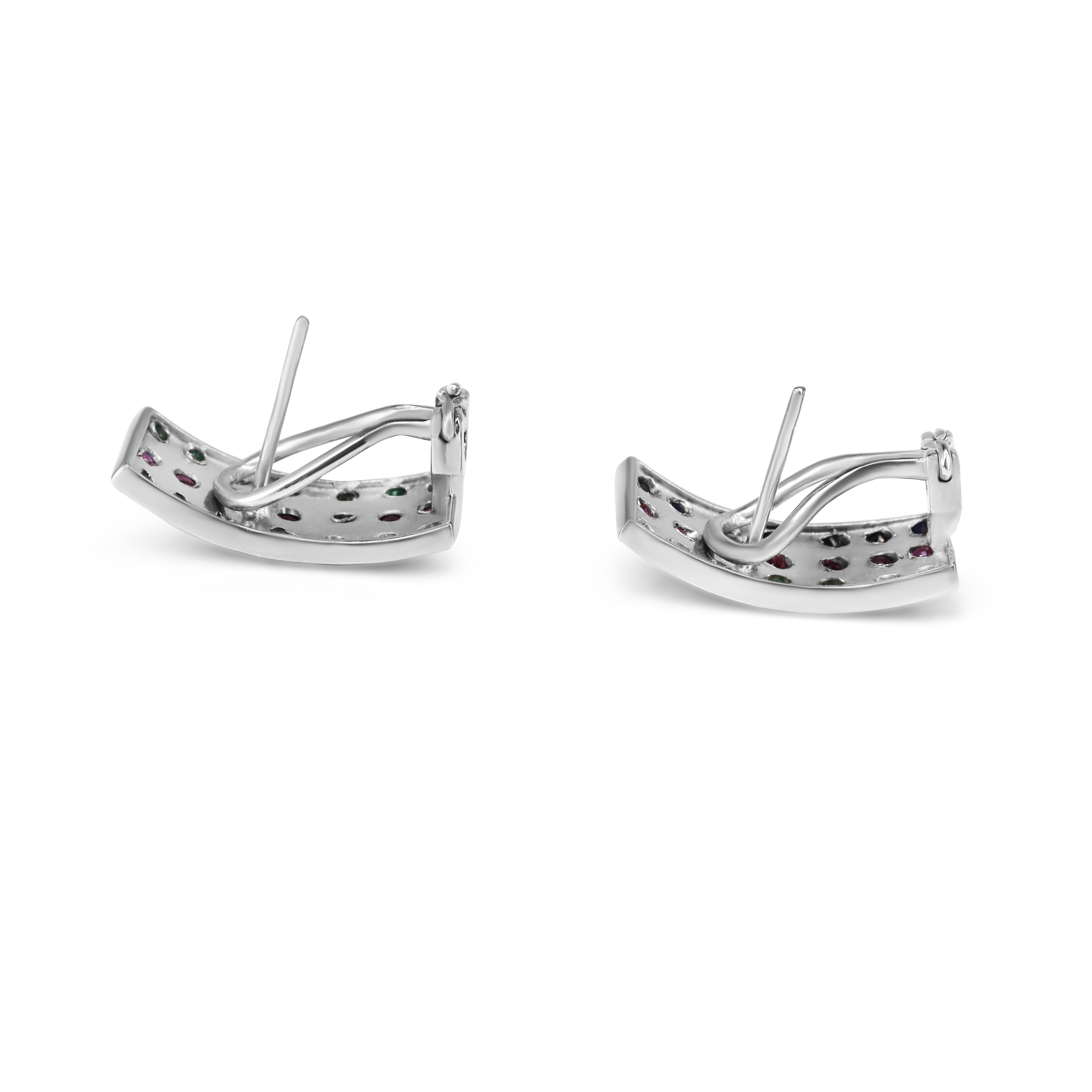 Palladium Emerald, Ruby and Sapphire Earrings