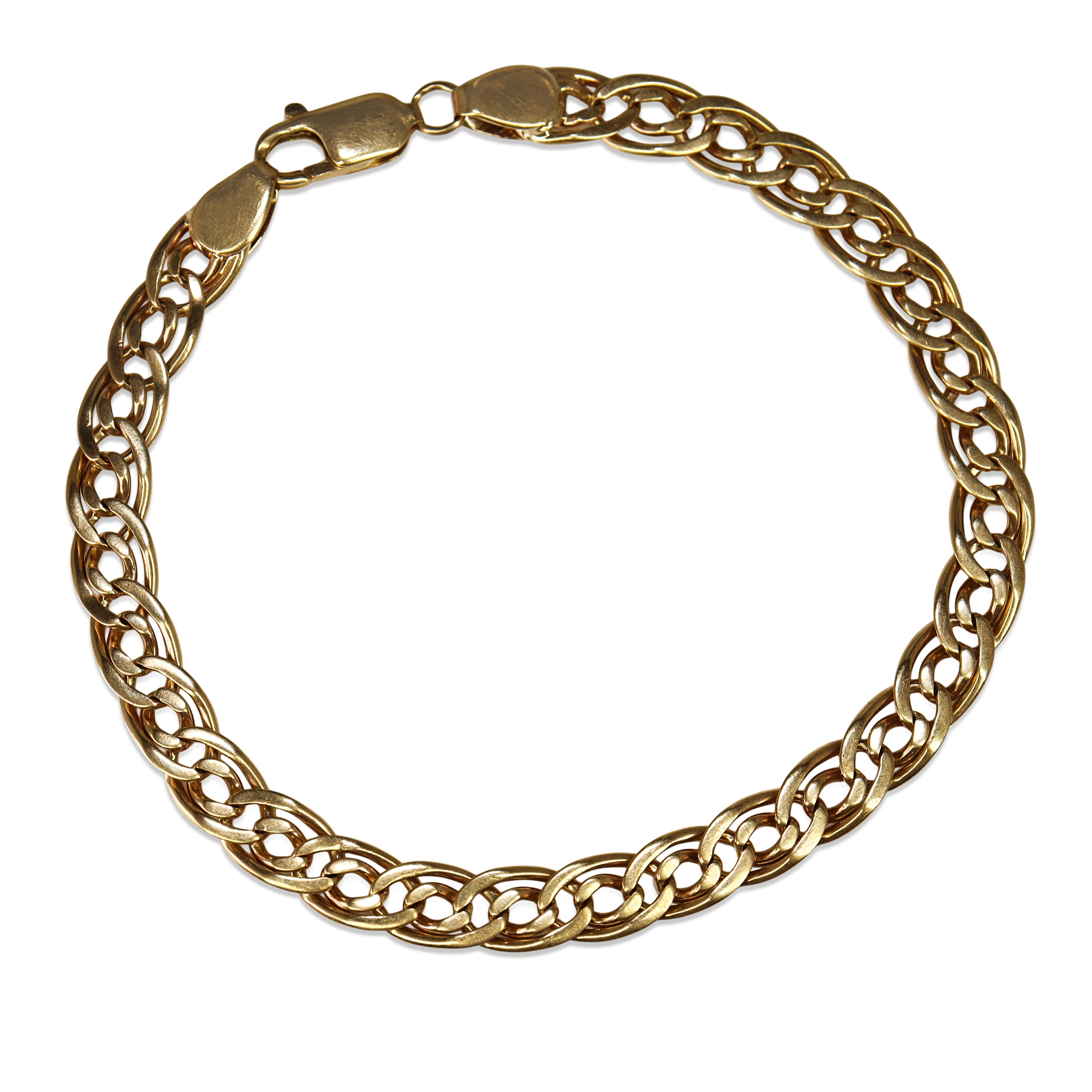 9ct Yellow Gold Fancy Double Curb Flat Link Bracelet