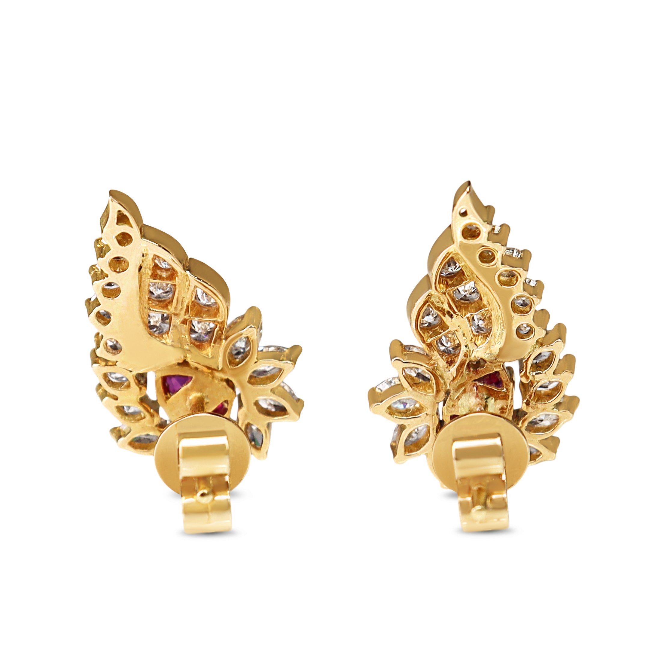 18ct Yellow Gold Ruby and Diamond Climber Earrings