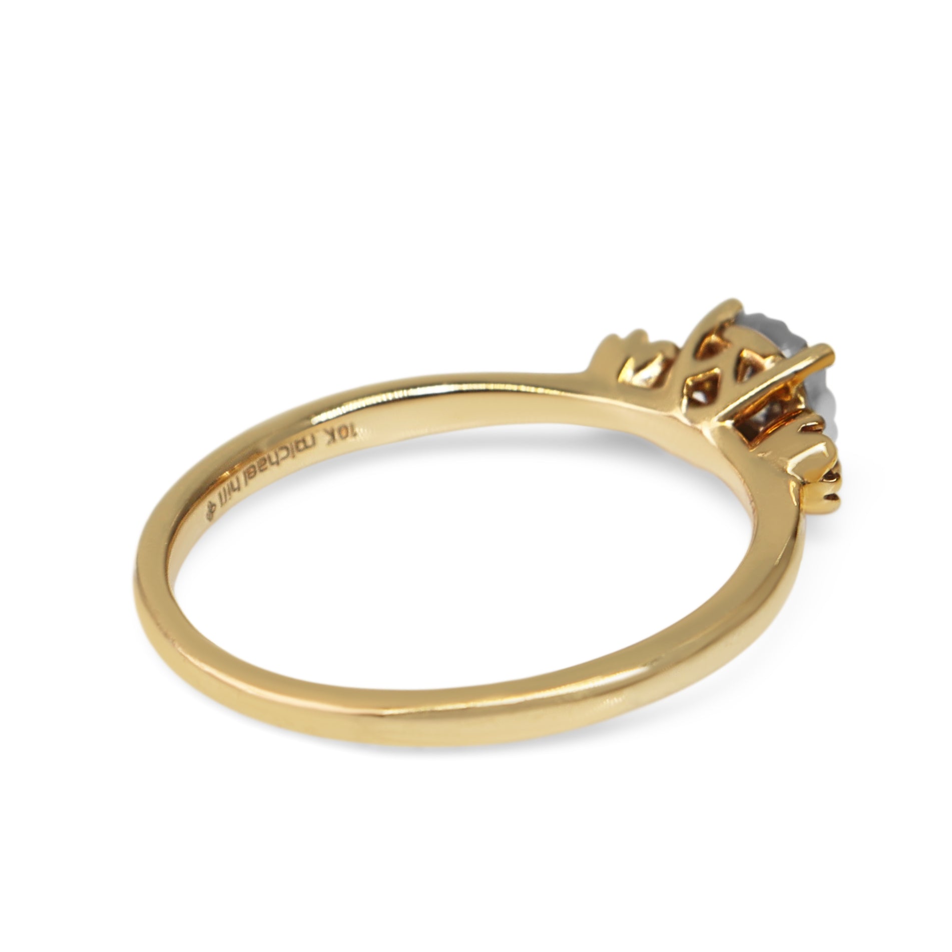 10ct Yellow and White Gold 3 Stone Diamond Ring