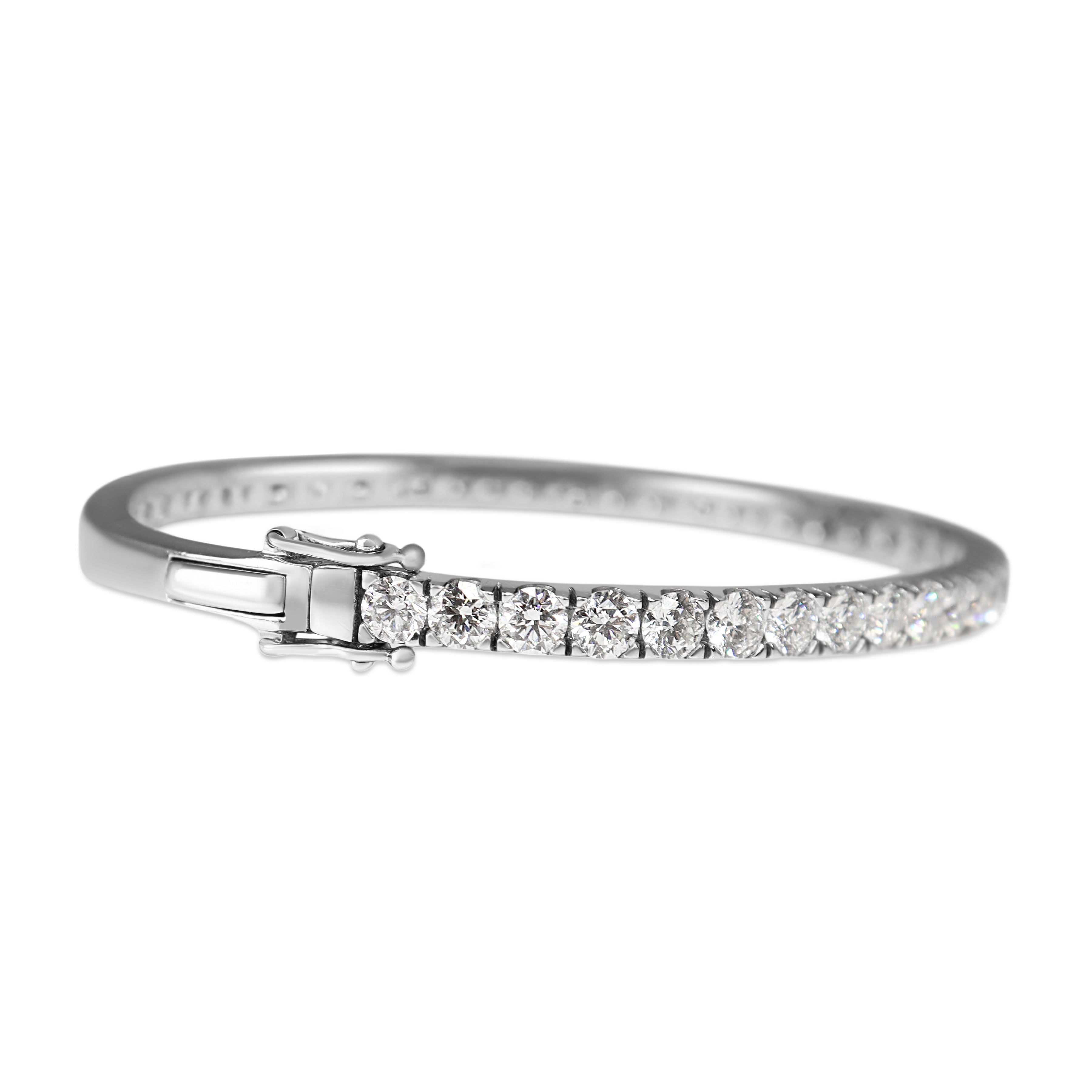 9ct White Gold 4.46ct Diamond Hinged Bangle