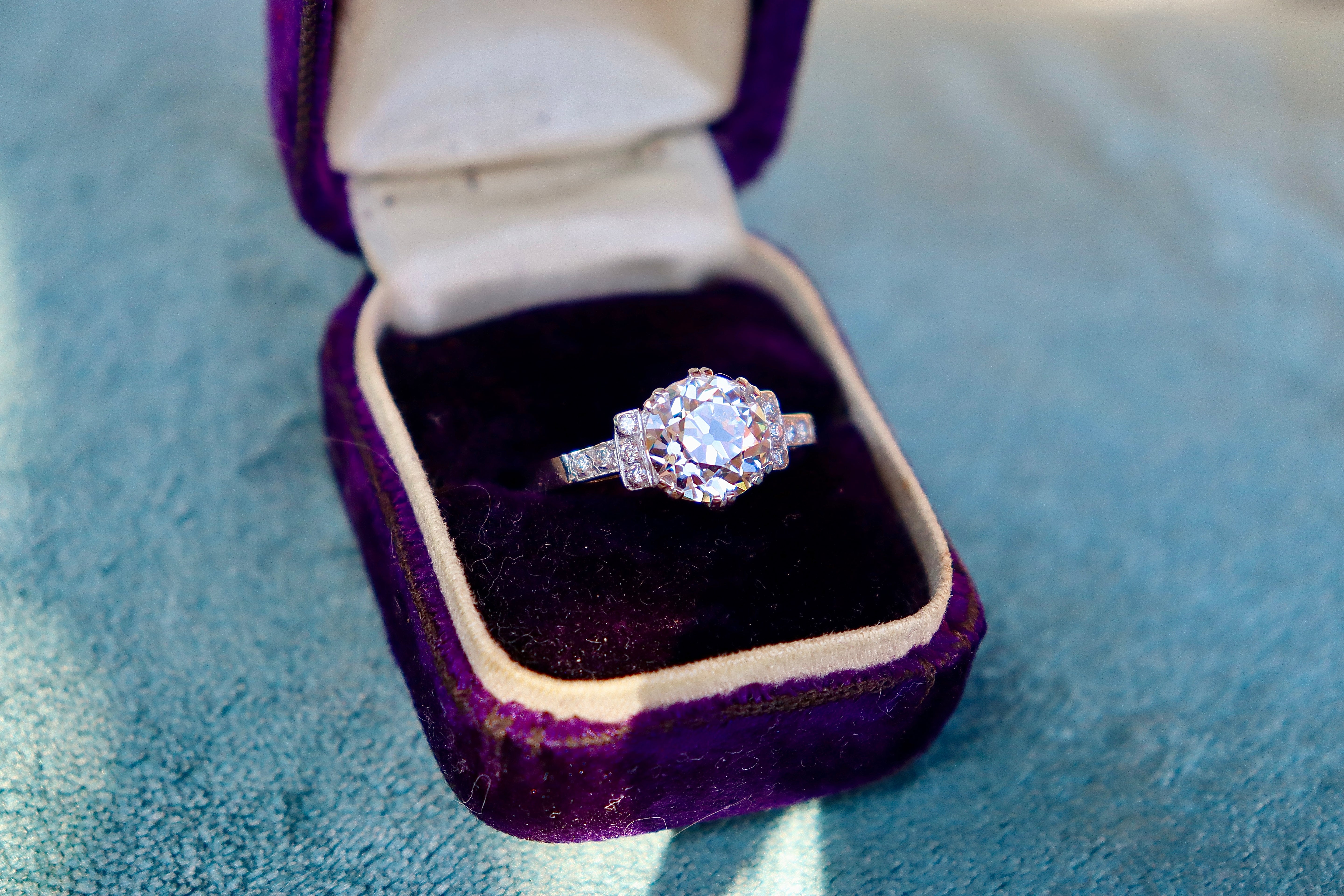 Platinum Lab Grown 2.00ct Old Cut Diamond Ring