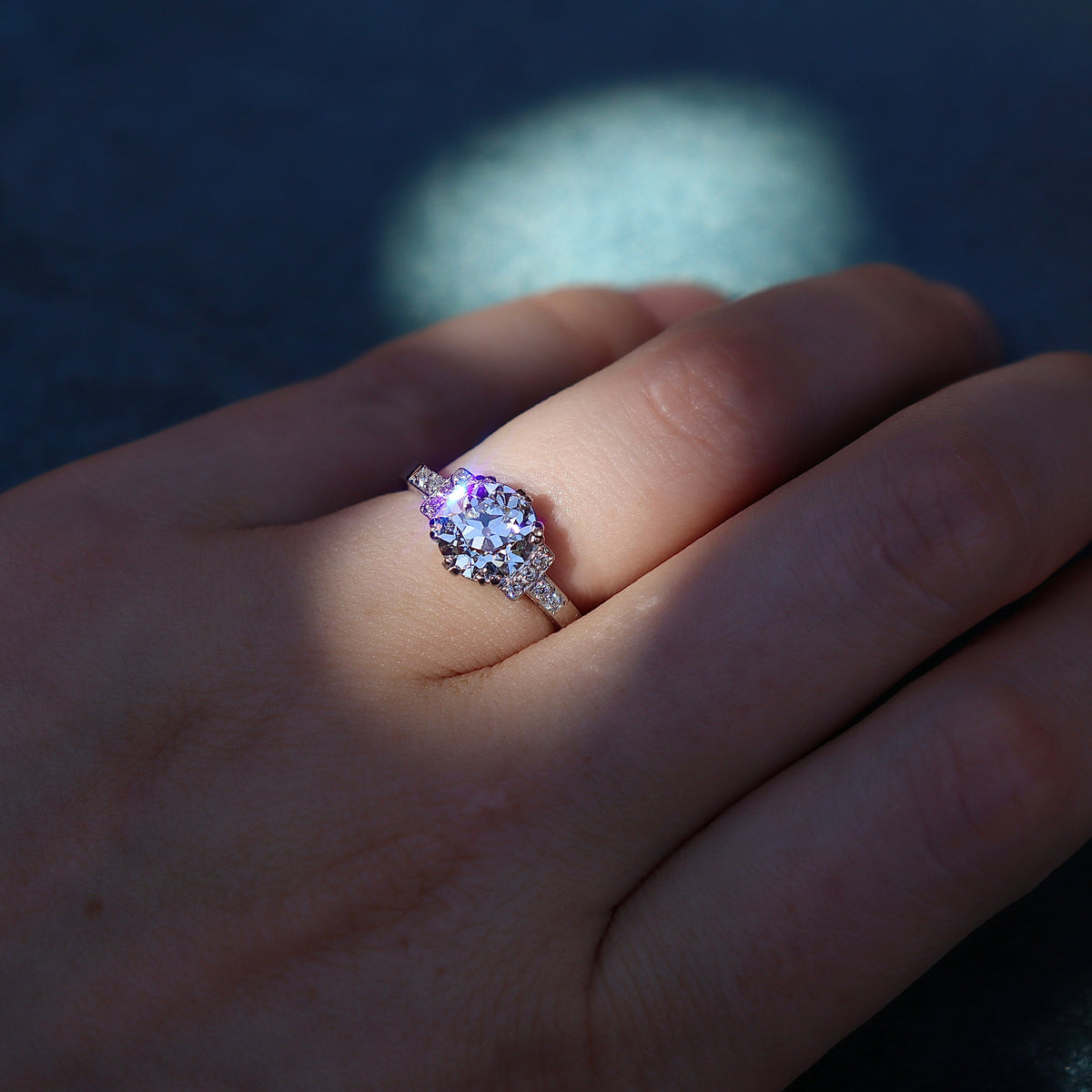 Platinum Lab Grown 2.00ct Old Cut Diamond Ring