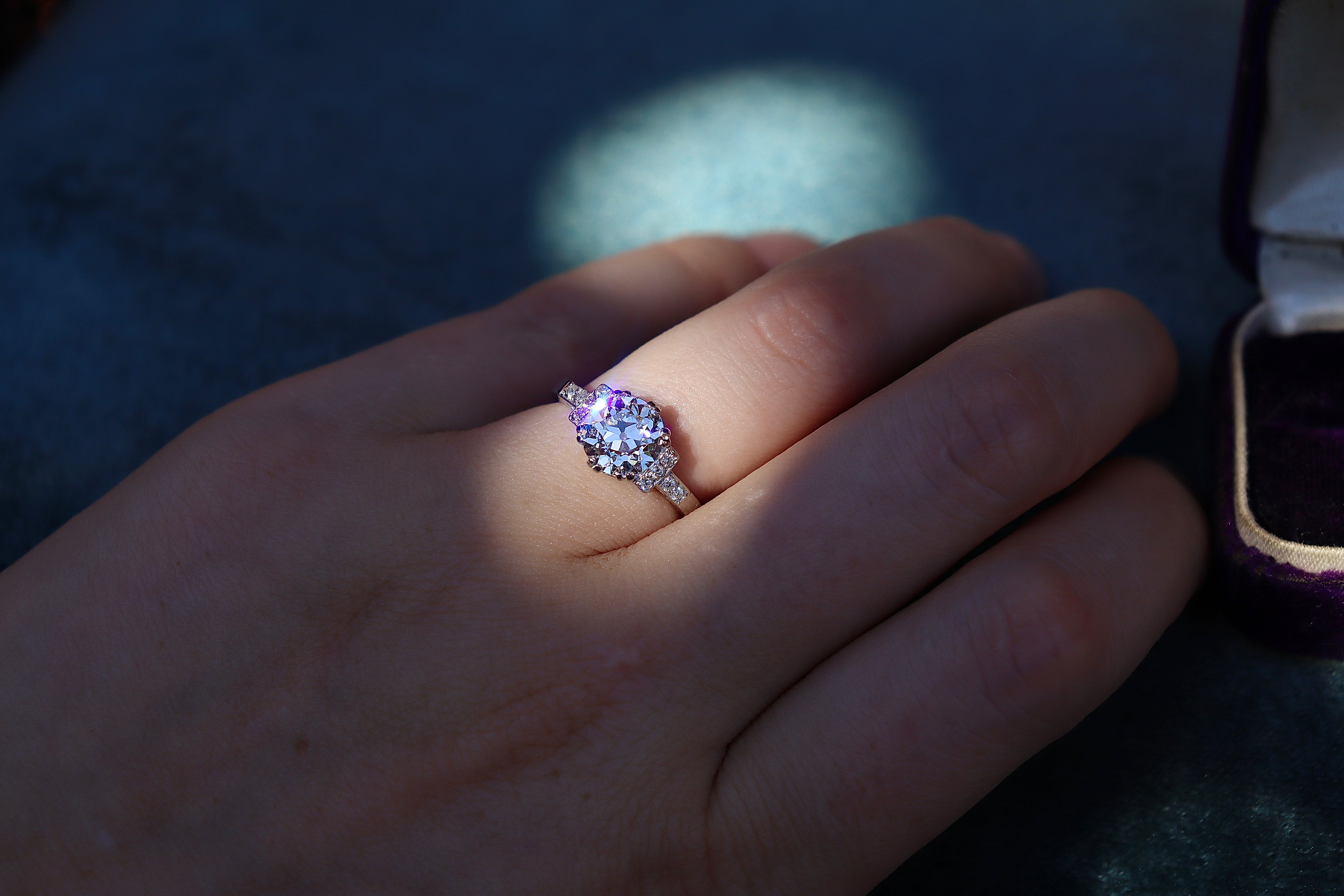 Platinum Lab Grown 2.00ct Old Cut Diamond Ring