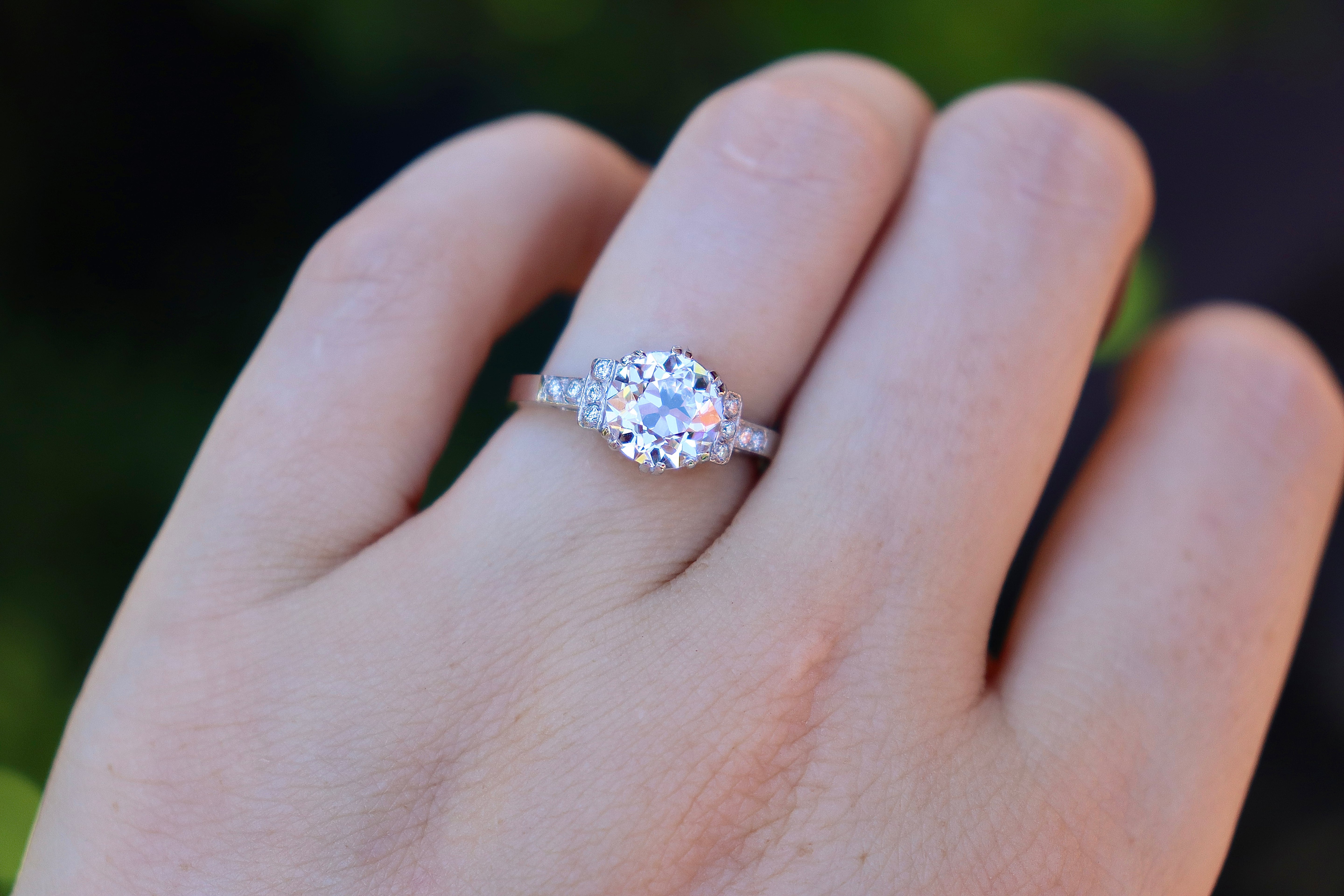 Platinum Lab Grown 2.00ct Old Cut Diamond Ring