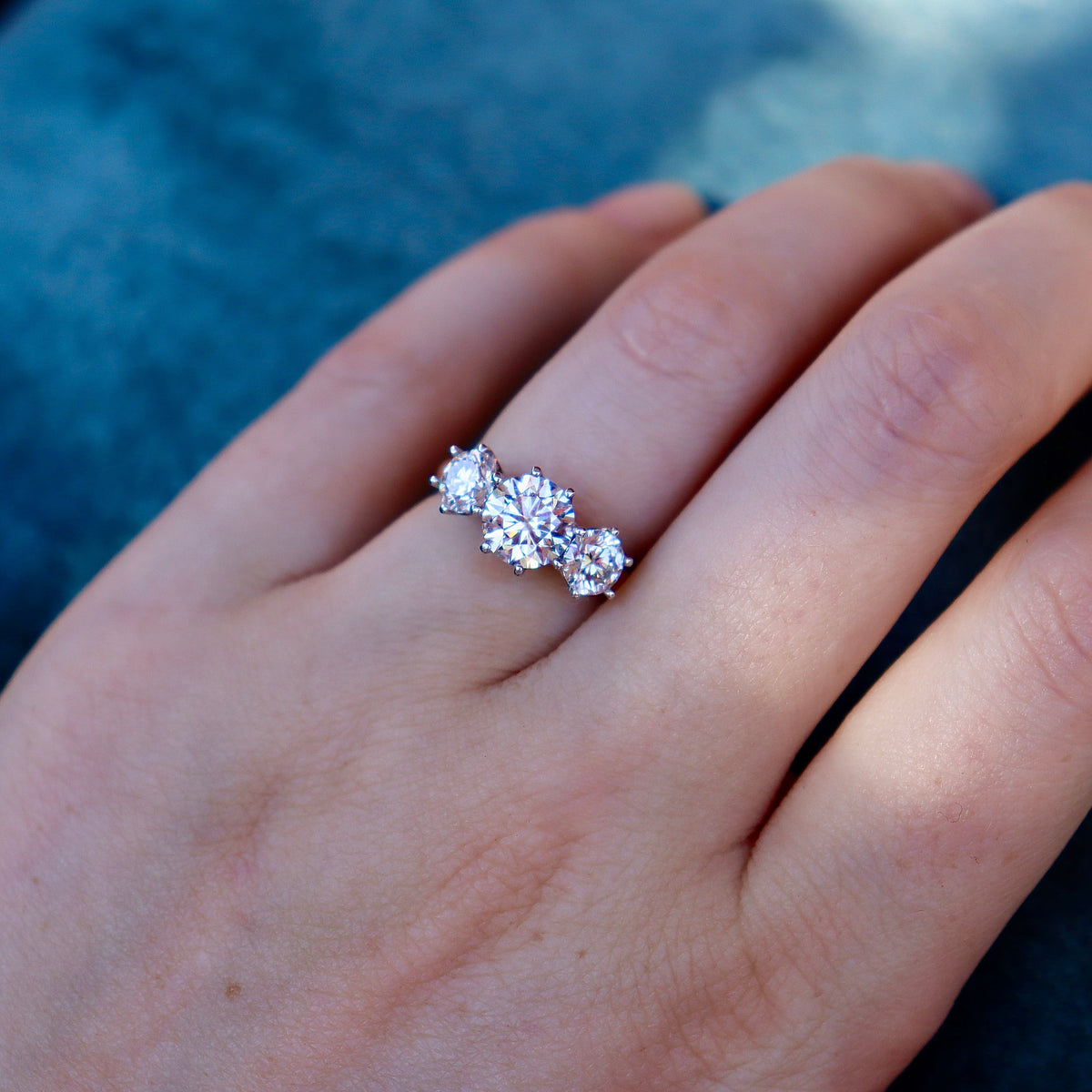 18ct Yellow and White Gold Lab Grown Diamond 3 Stone Ring