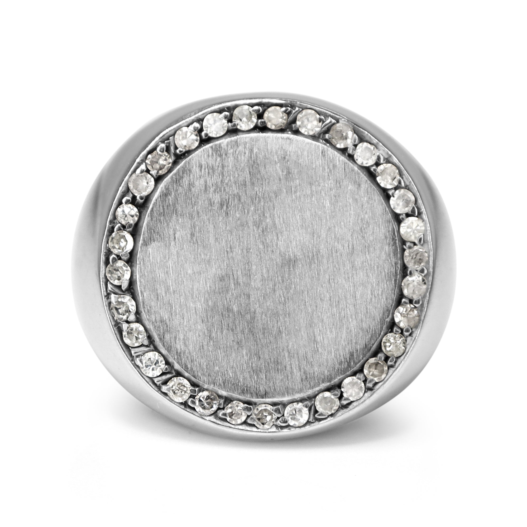 Palladium Single Cut Diamond Signet Ring