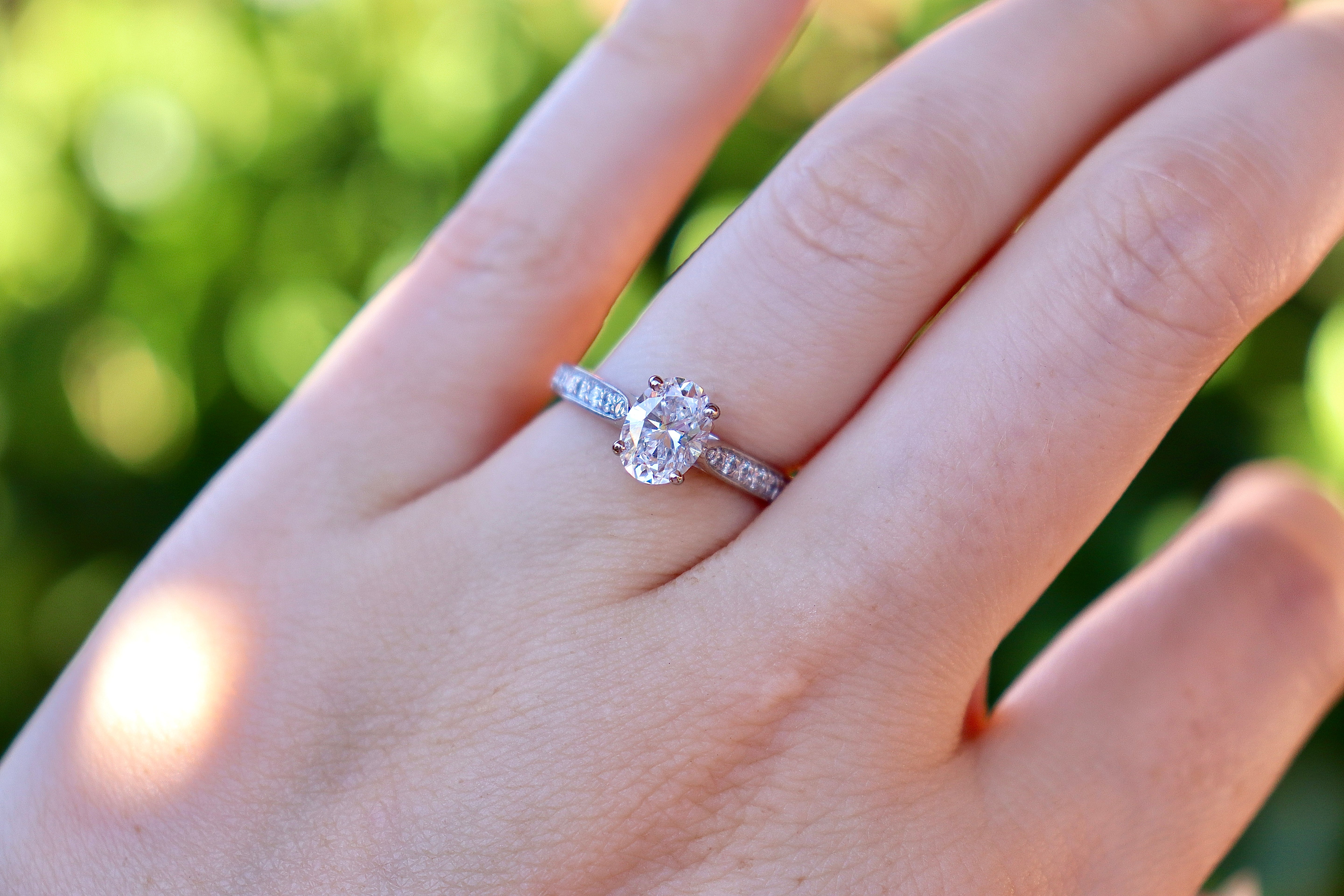 18ct White Gold Oval Diamond Solitaire Ring