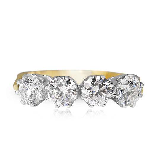 18ct Yellow and White Gold Antique Style 4 Stone Lab Grown Diamond Ring