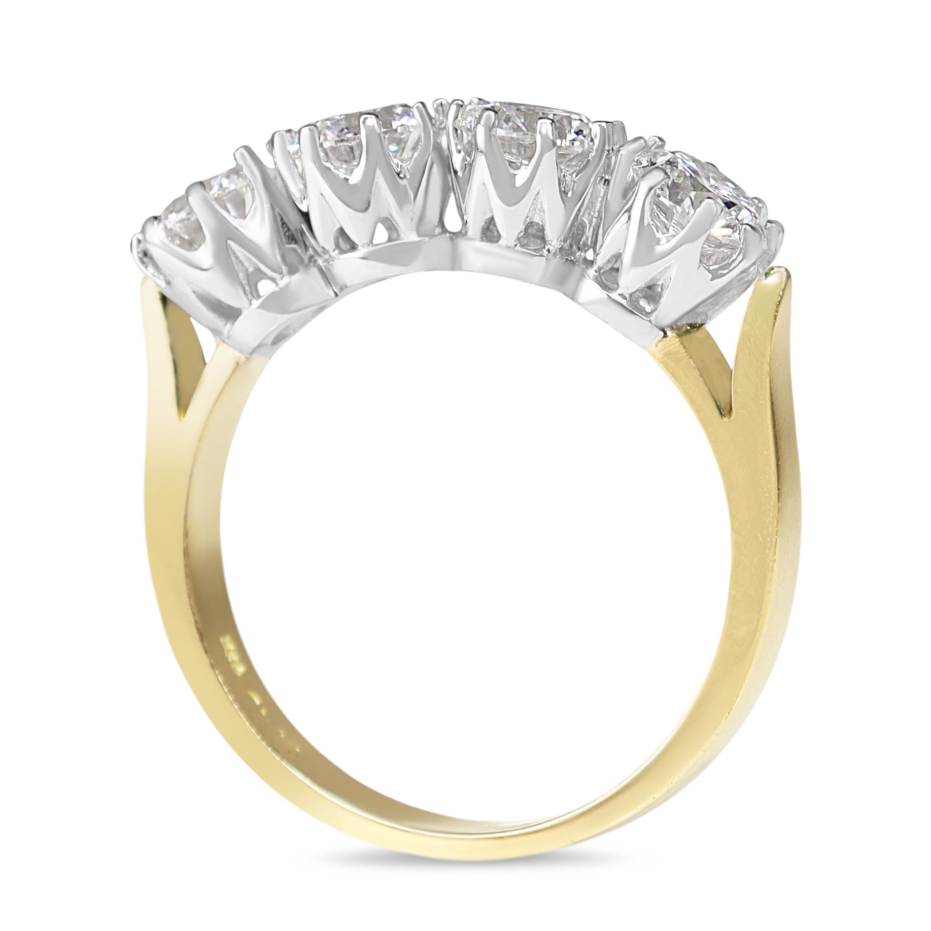 18ct Yellow and White Gold Antique Style 4 Stone Lab Grown Diamond Ring