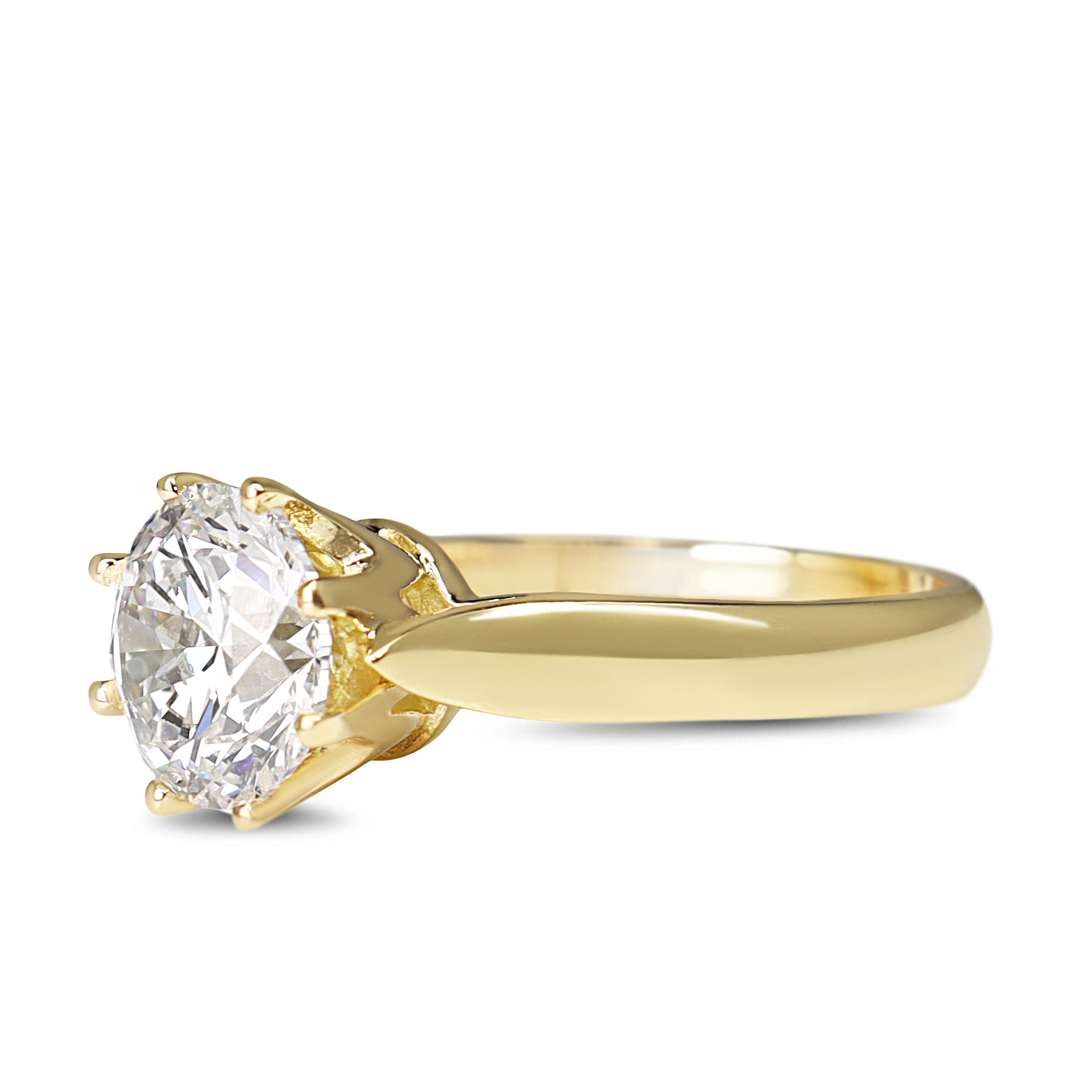 18ct Yellow Gold 6 Claw 2.00ct Lab Grown Diamond Solitaire Ring