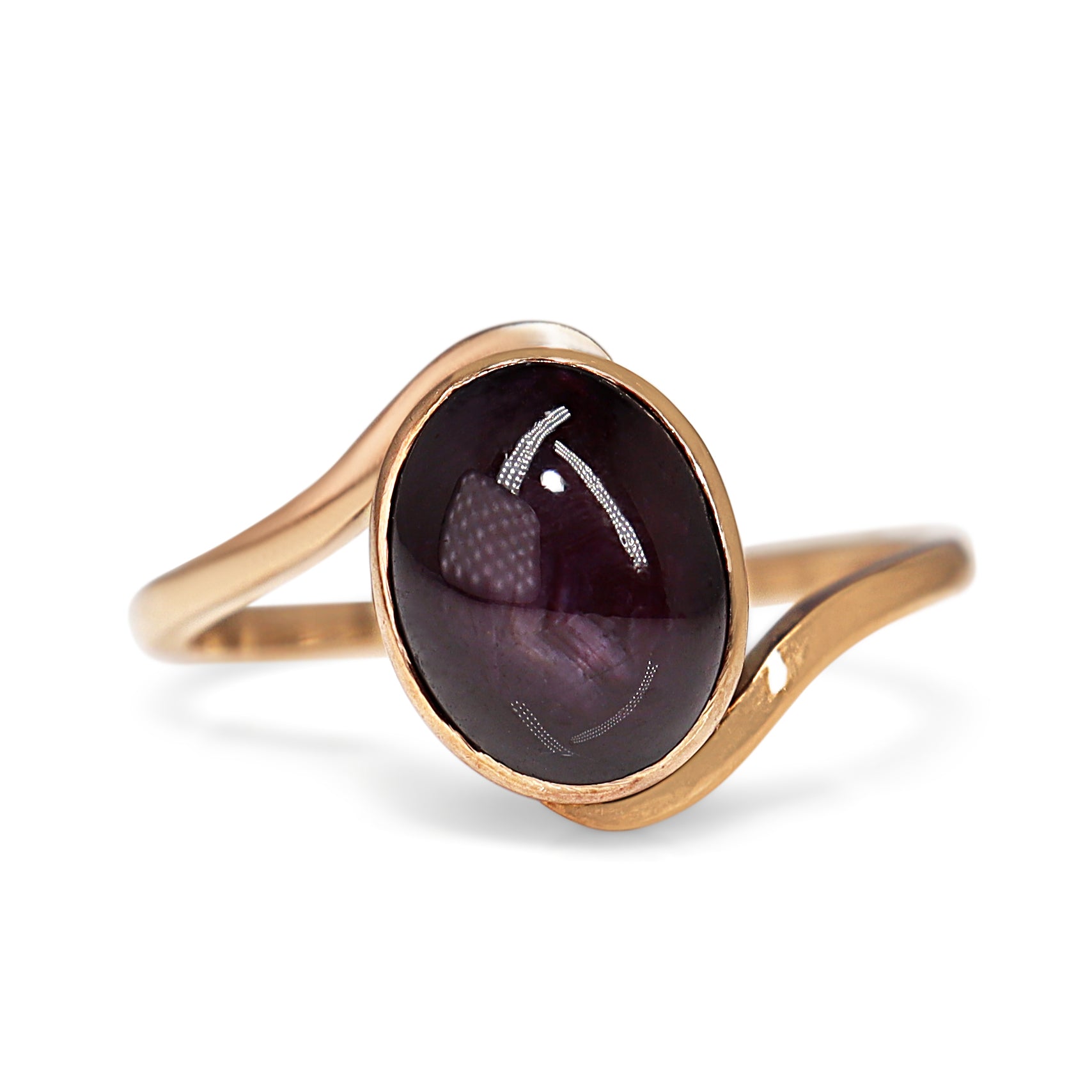 9ct Rose Gold Vintage Star Cabochon Ruby Ring