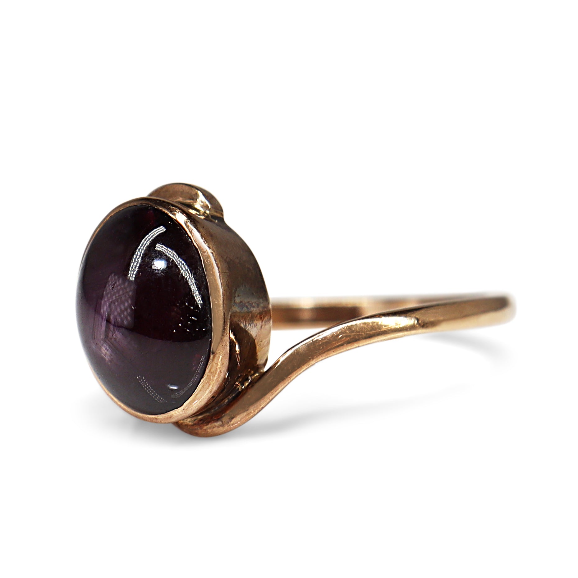 9ct Rose Gold Vintage Star Cabochon Ruby Ring