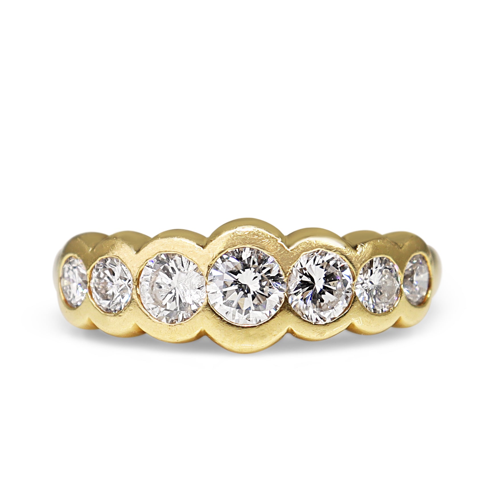 18ct Yellow Gold 1.15ct Bezel Set 7 Stone Ring