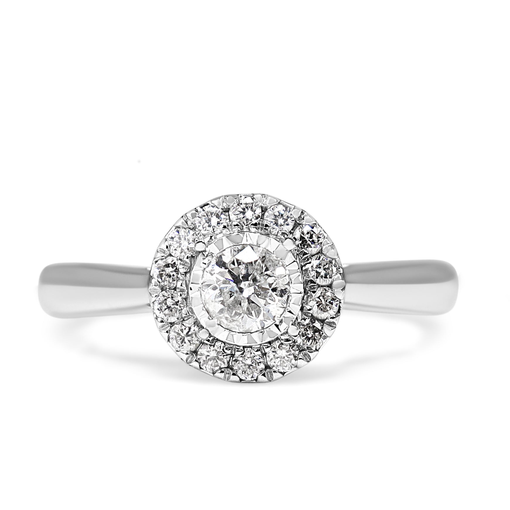 10ct White Gold Illusion Style Diamond Halo Ring