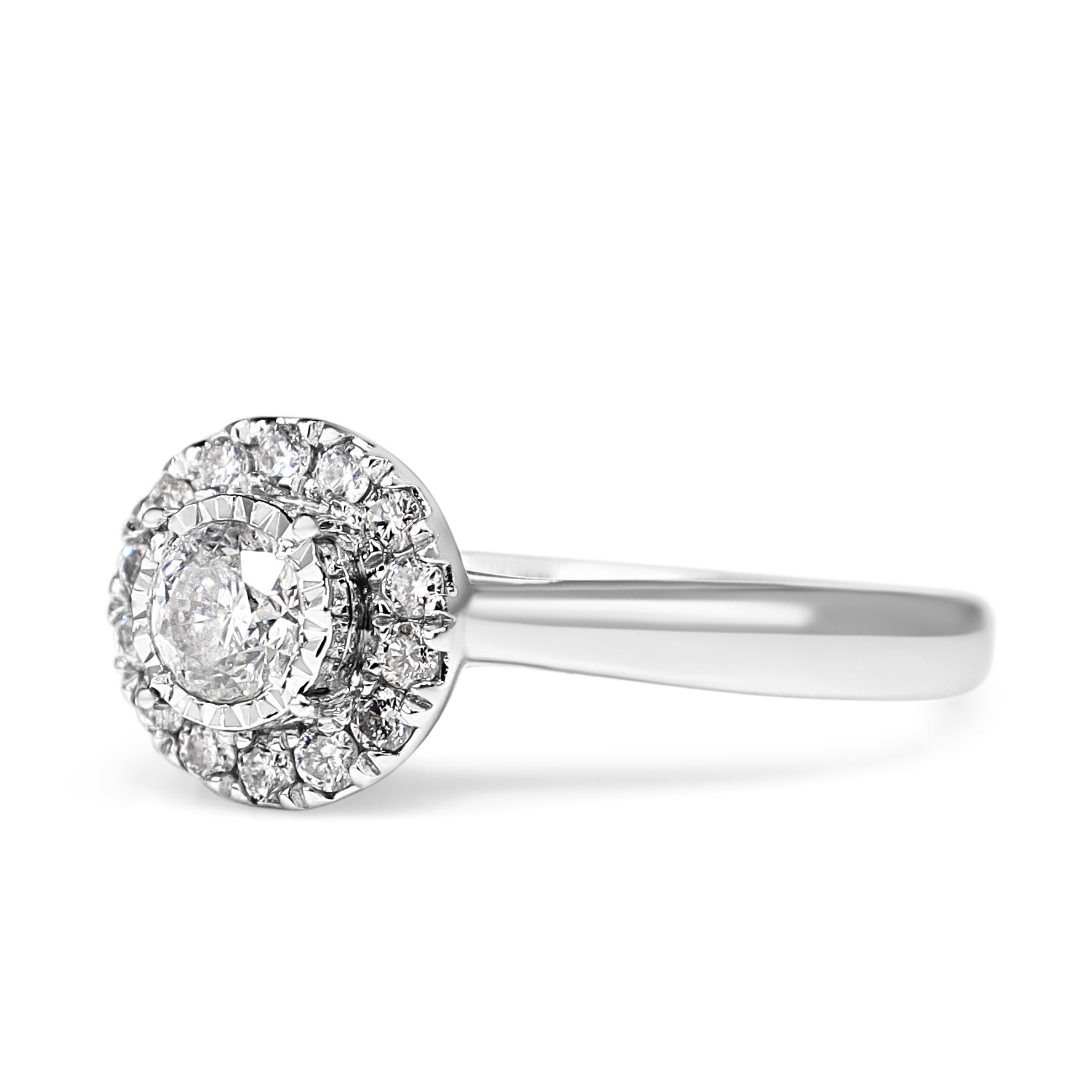 10ct White Gold Illusion Style Diamond Halo Ring
