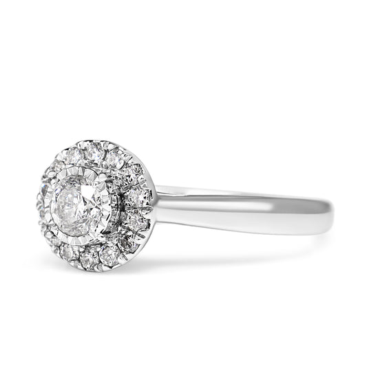 10ct White Gold Illusion Style Diamond Halo Ring