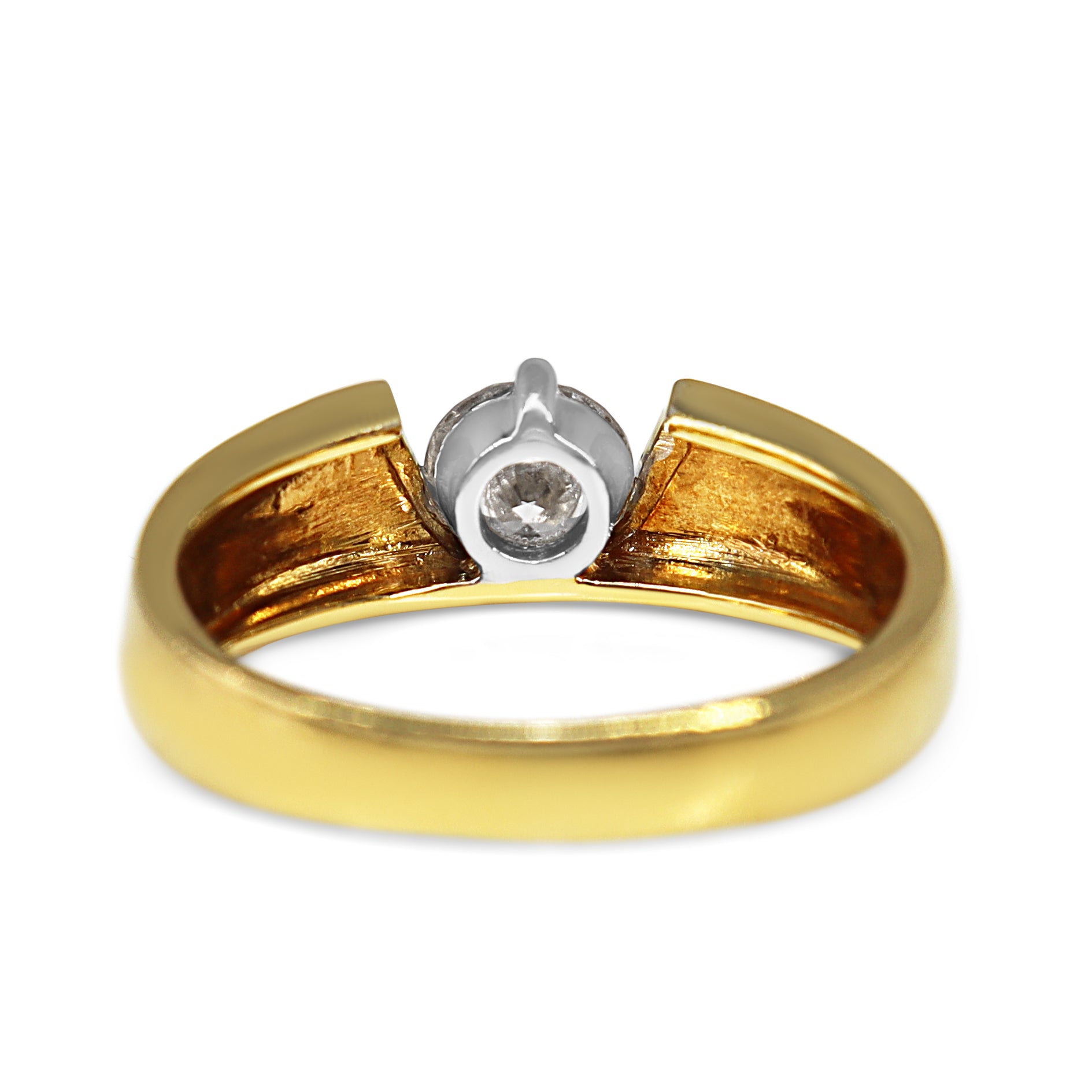 18ct Yellow Gold Chunky Half Bezel Solitaire Ring