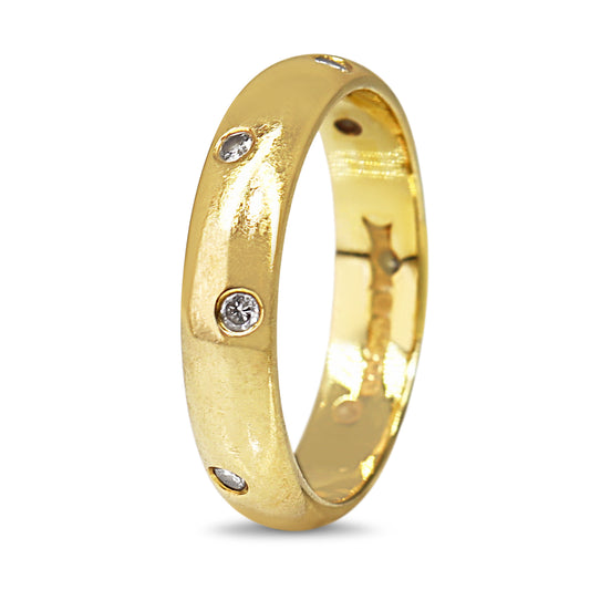 18ct Yellow Gold Rubbed In Diamond Set Band Ring