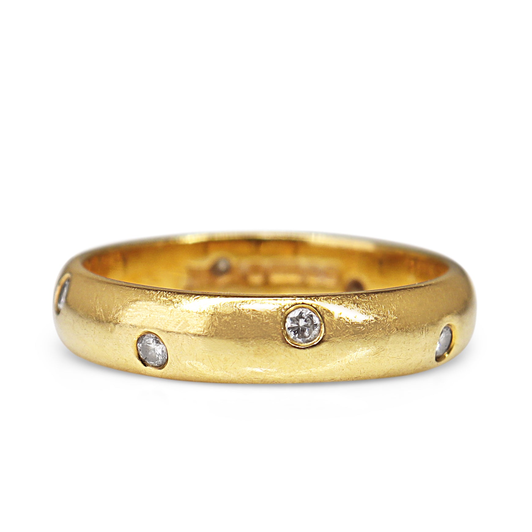 18ct Yellow Gold Rubbed In Diamond Set Band Ring