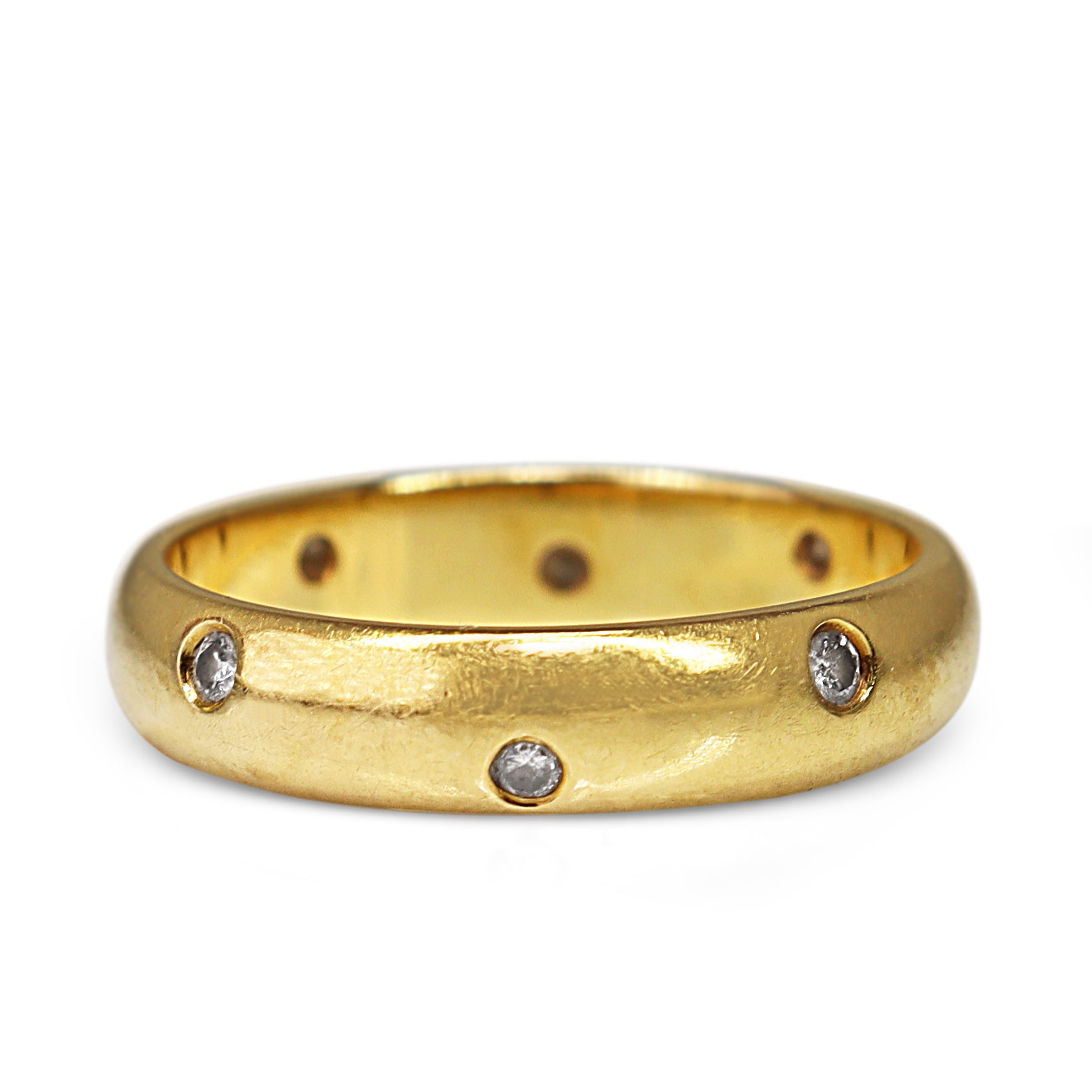 18ct Yellow Gold Rubbed In Diamond Set Band Ring