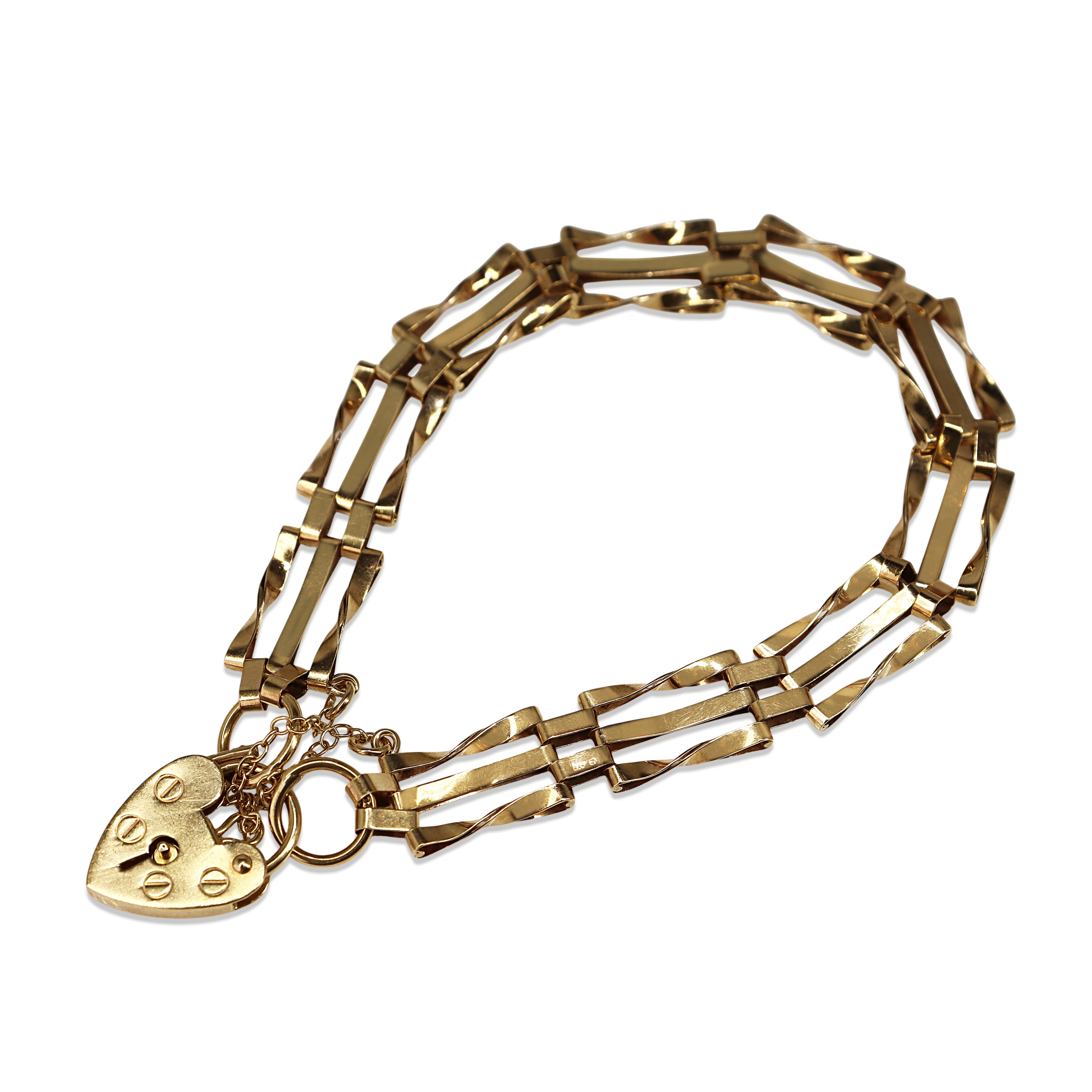 9ct Yellow Gold Fancy Gate Link Bracelet