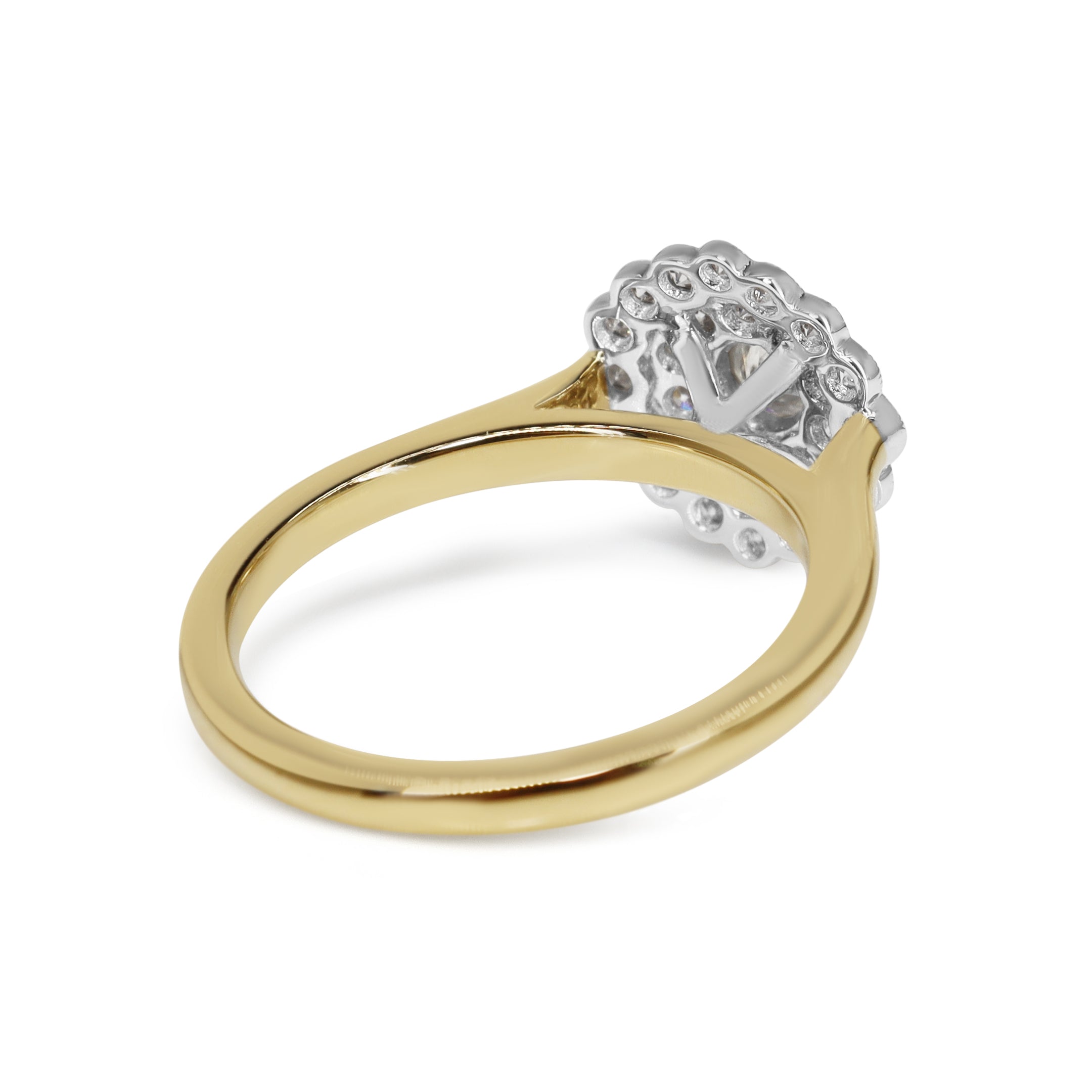18ct Yellow and White Gold Brilliant and Single Cut Diamond Cluster Daisy Ring