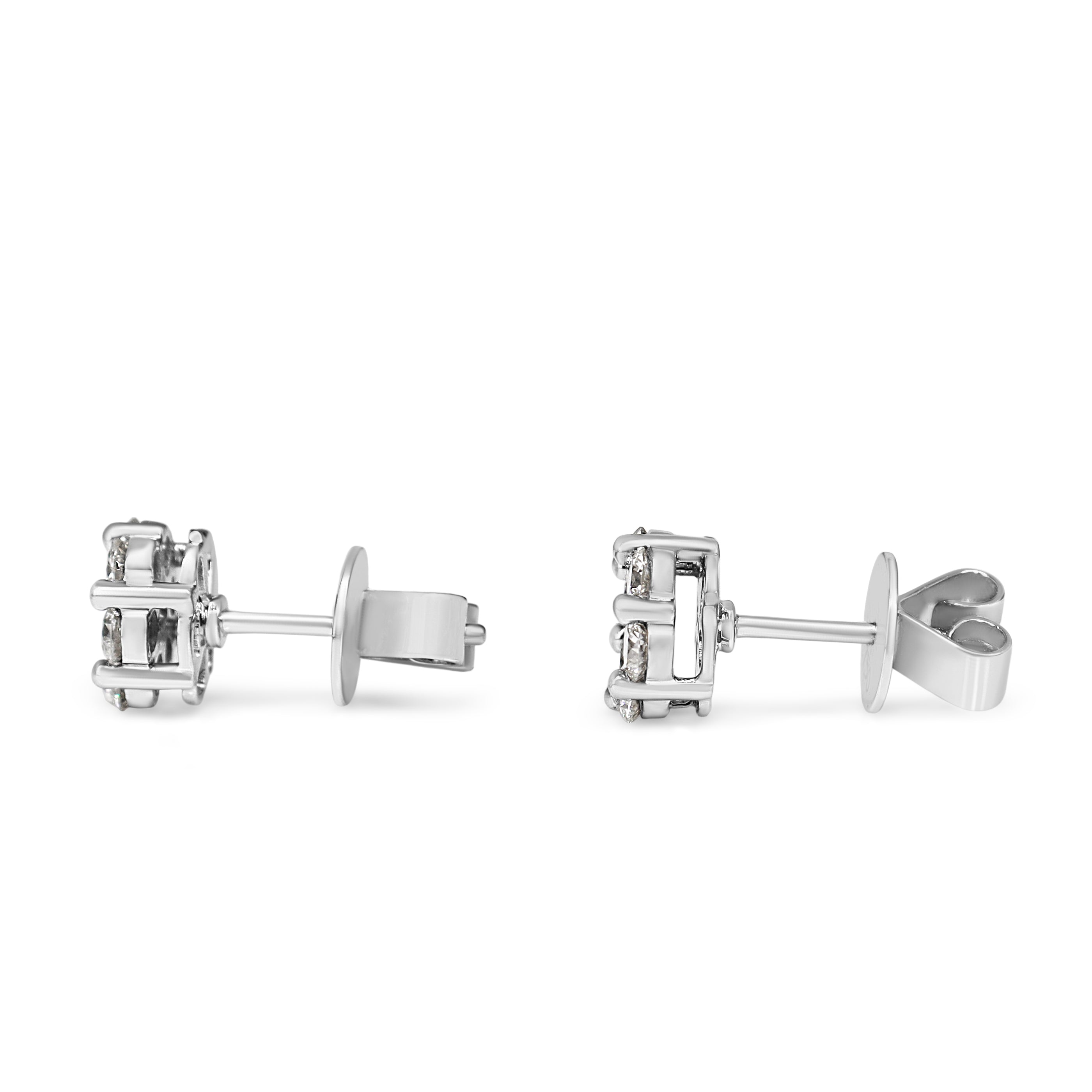 18ct White Gold Diamond Cluster Earrings