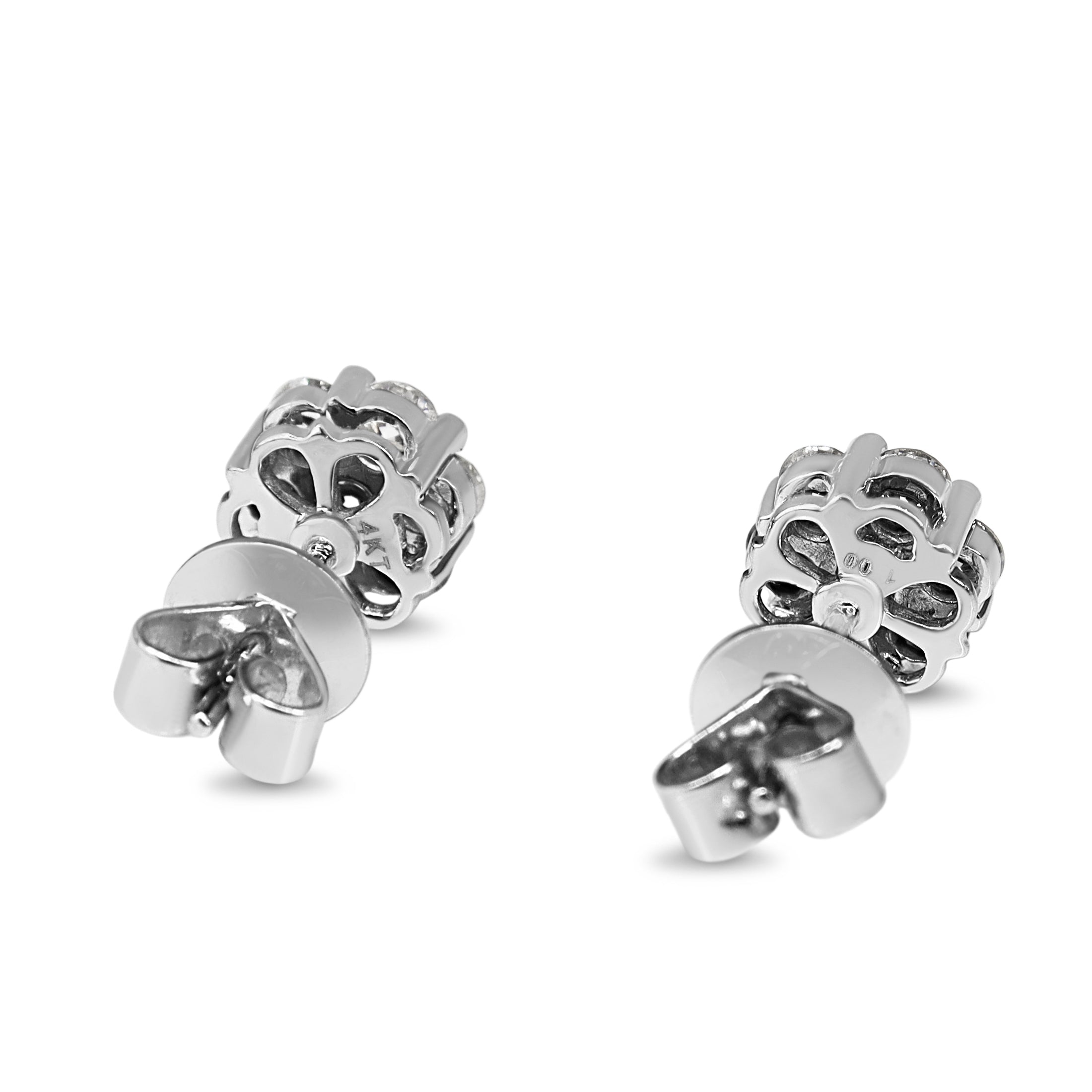 18ct White Gold Diamond Cluster Earrings