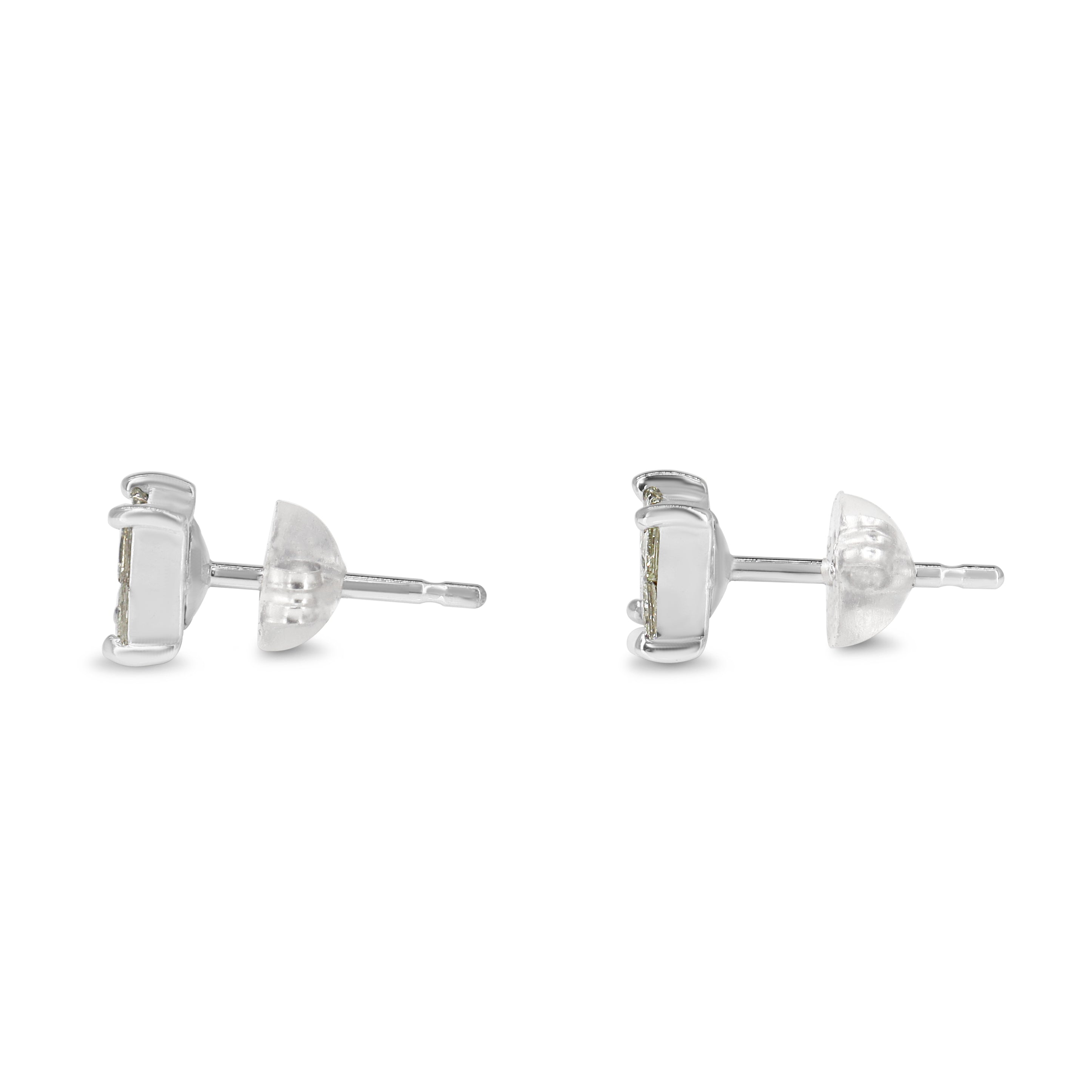 18ct White Gold Princess Cut Diamond Cluster Stud Earrings