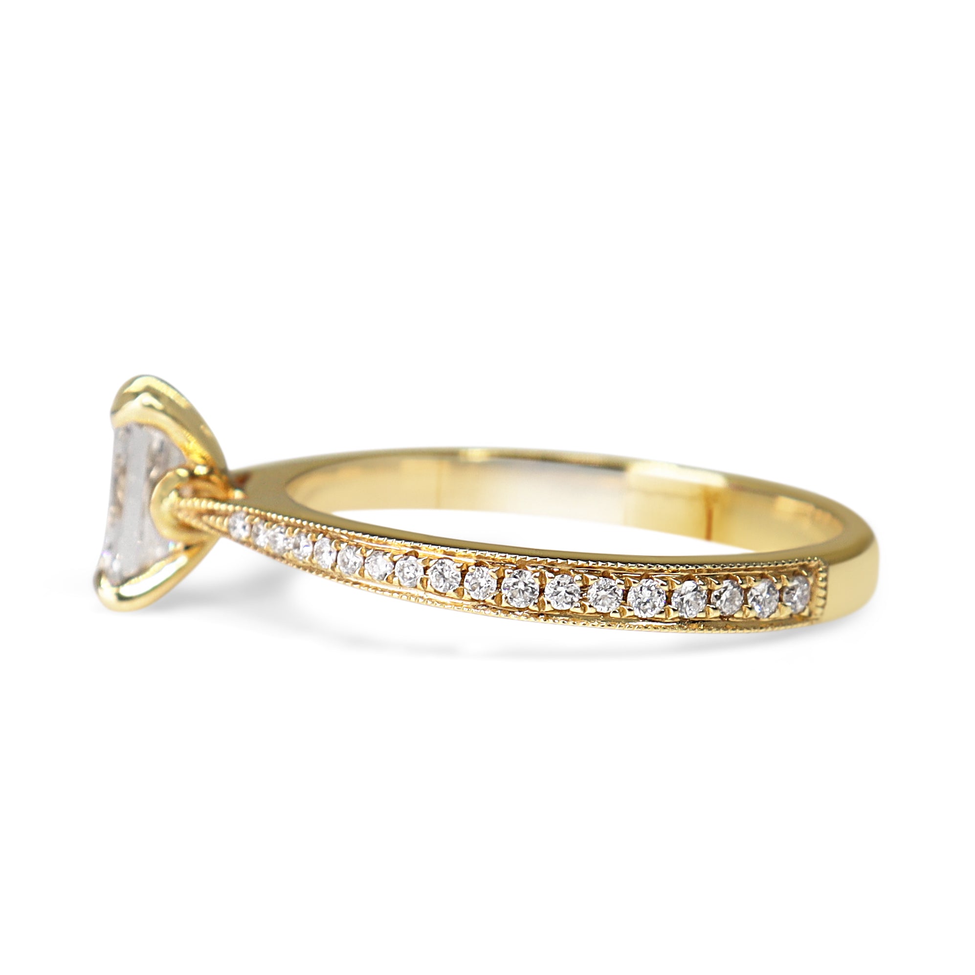 18ct Yellow Gold Emerald Cut Solitaire Diamond Ring