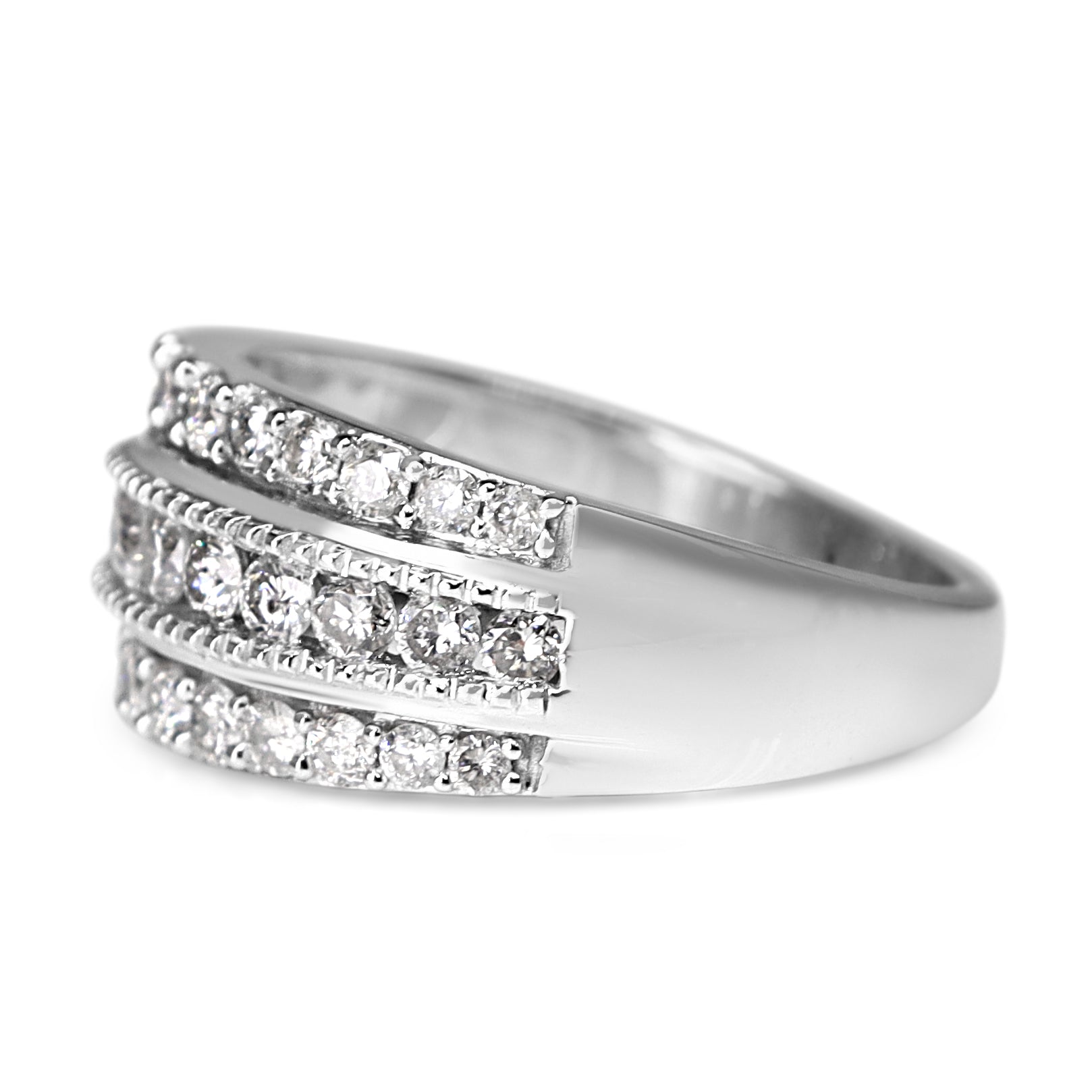 9ct White Gold Wide Diamond Band Ring