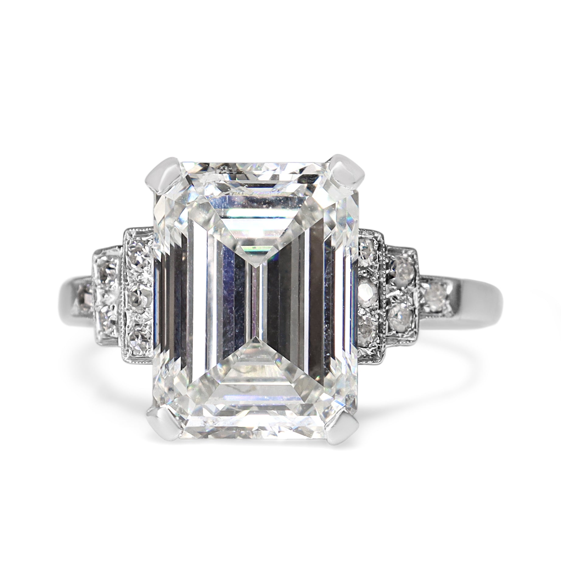 14ct White Gold Lab Grown 6.79ct Emerald Cut Diamond Ring
