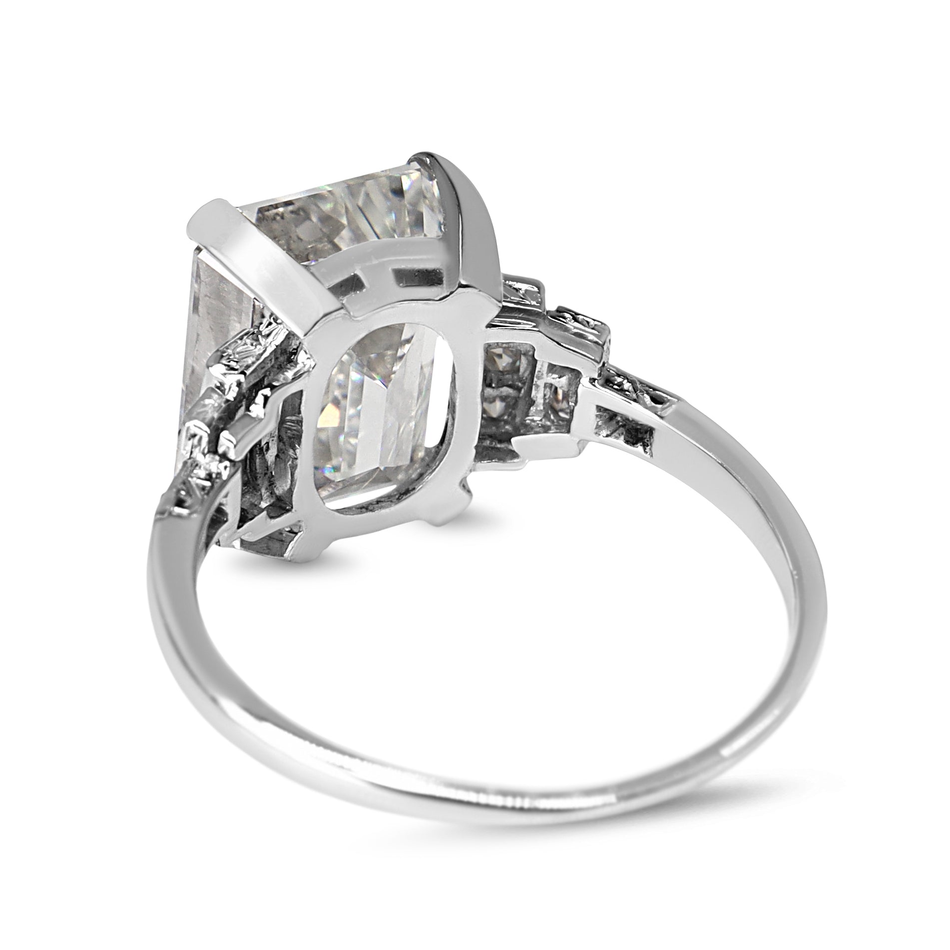 14ct White Gold Lab Grown 6.79ct Emerald Cut Diamond Ring