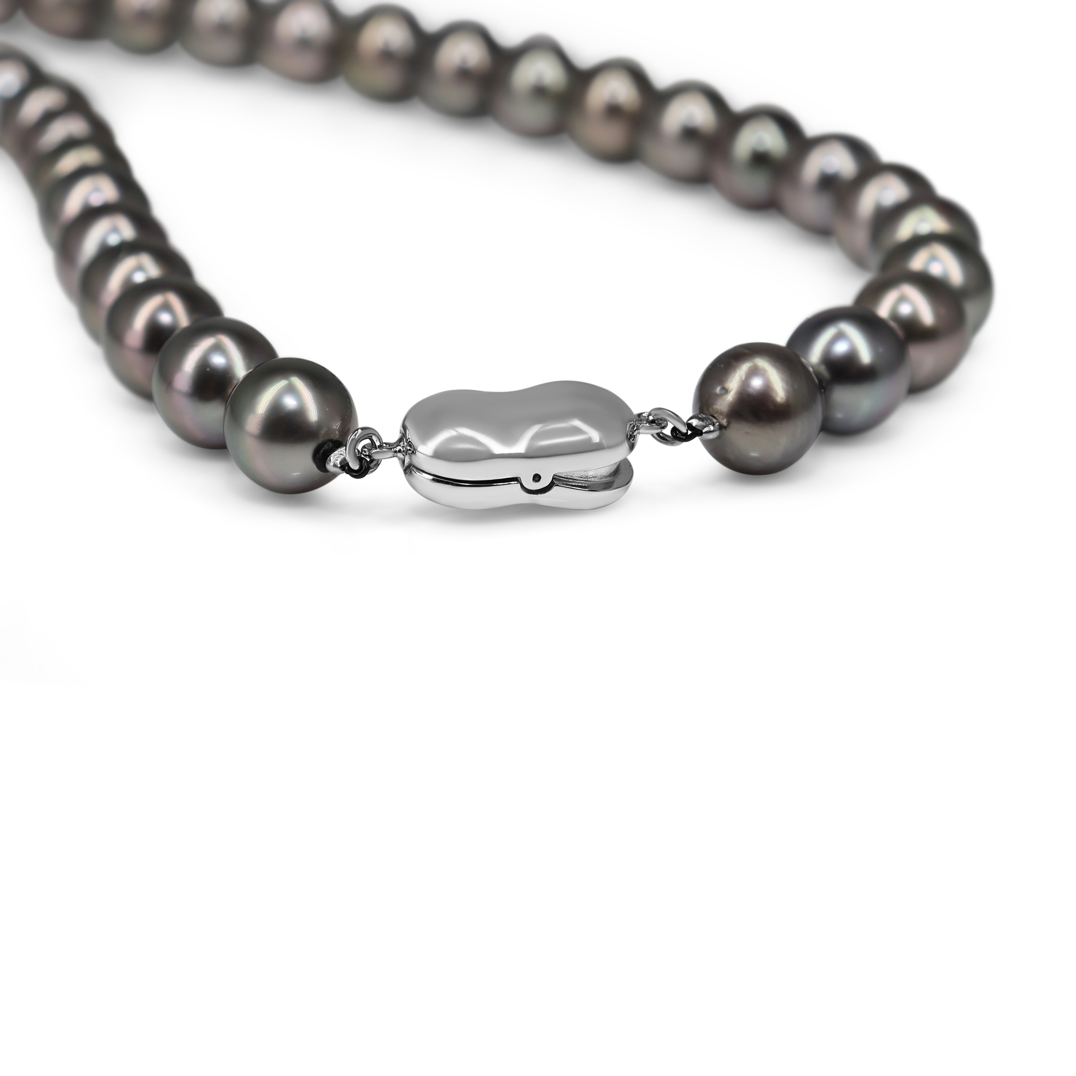 8 - 10mm Tahitian Pearl Strand Necklace on Silver Clasp