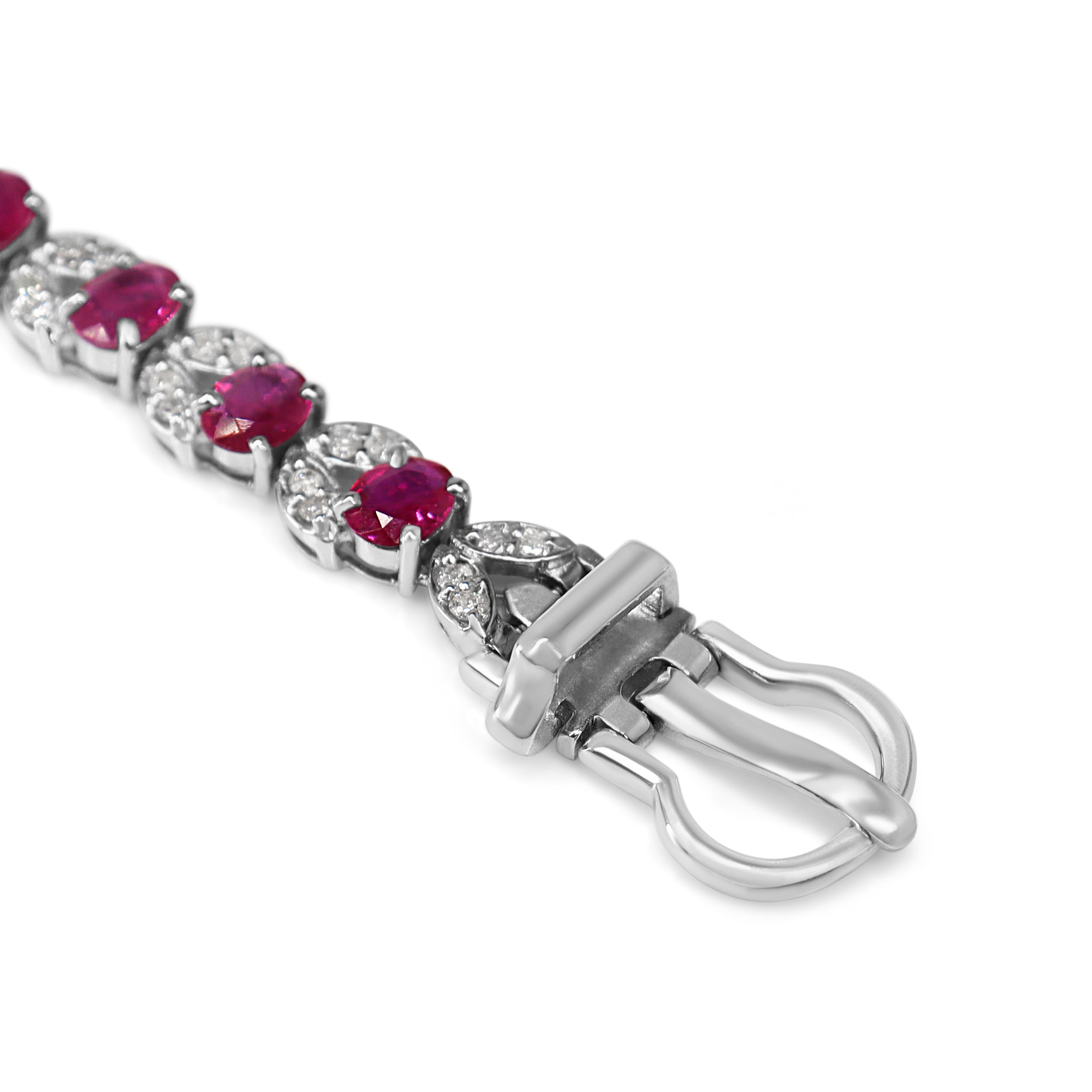 18ct White Gold Ruby and Diamond Floral Bracelet
