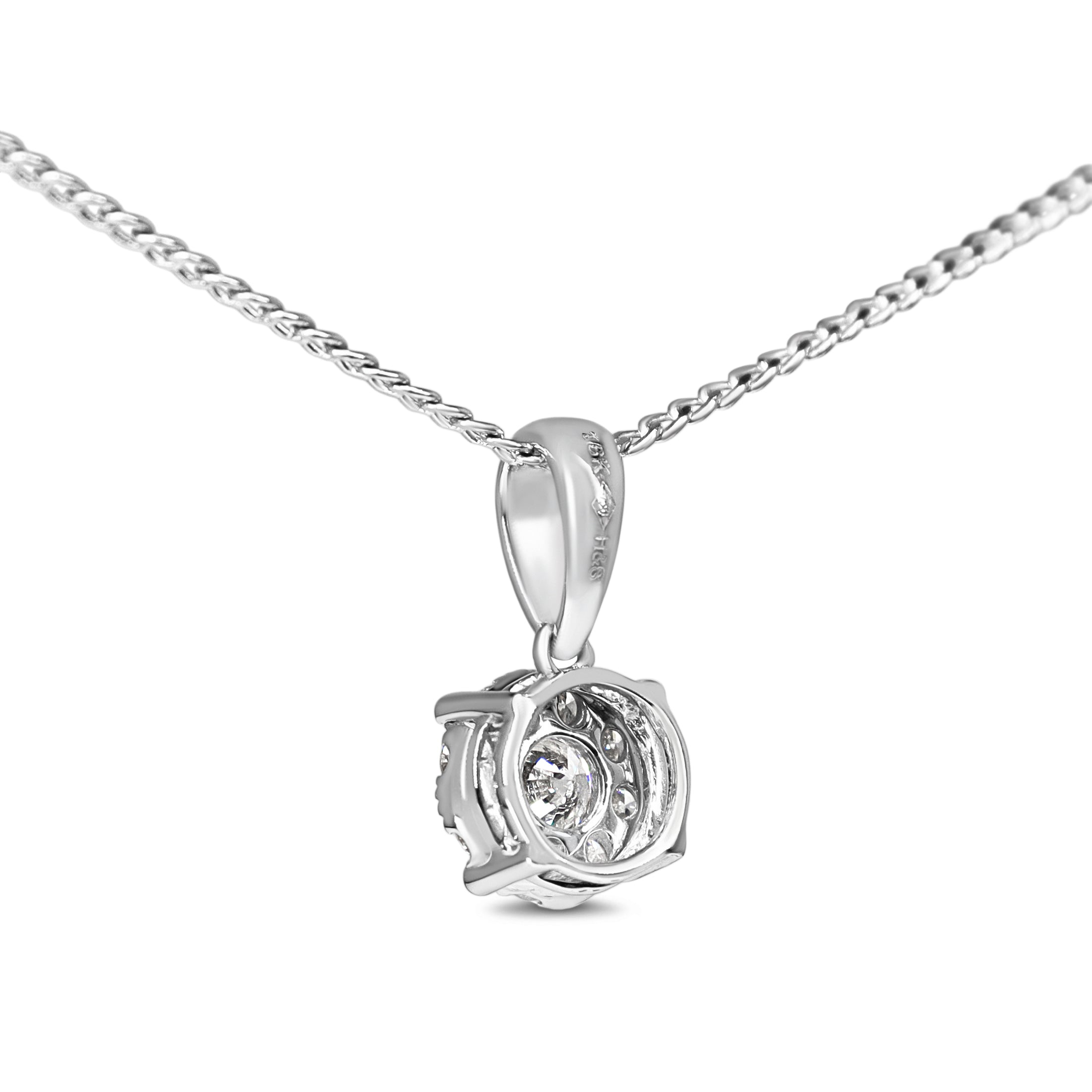 18ct White Gold Diamond Cluster Pendant