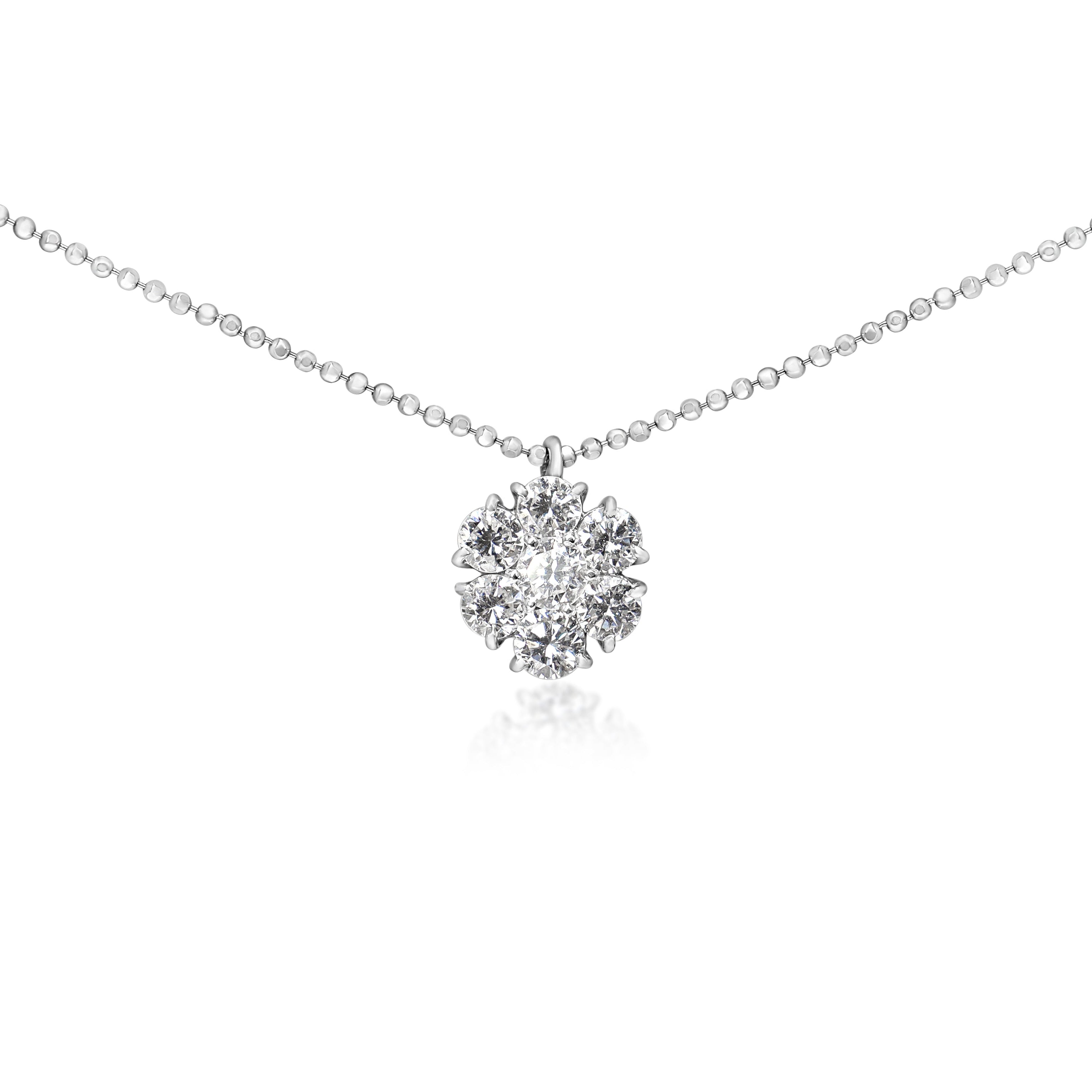 Platinum 1.50ct Diamond Daisy Cluster Necklace