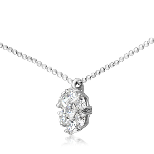 Platinum 1.50ct Diamond Daisy Cluster Necklace