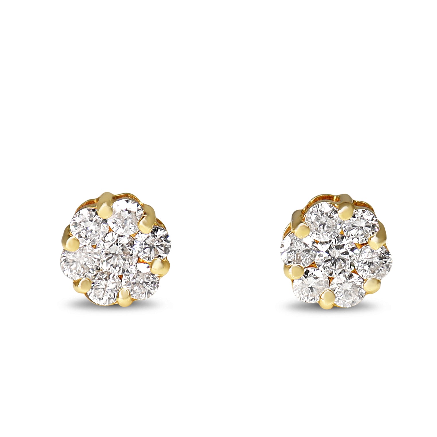 18ct Yellow Gold Diamond Cluster Stud Earrings