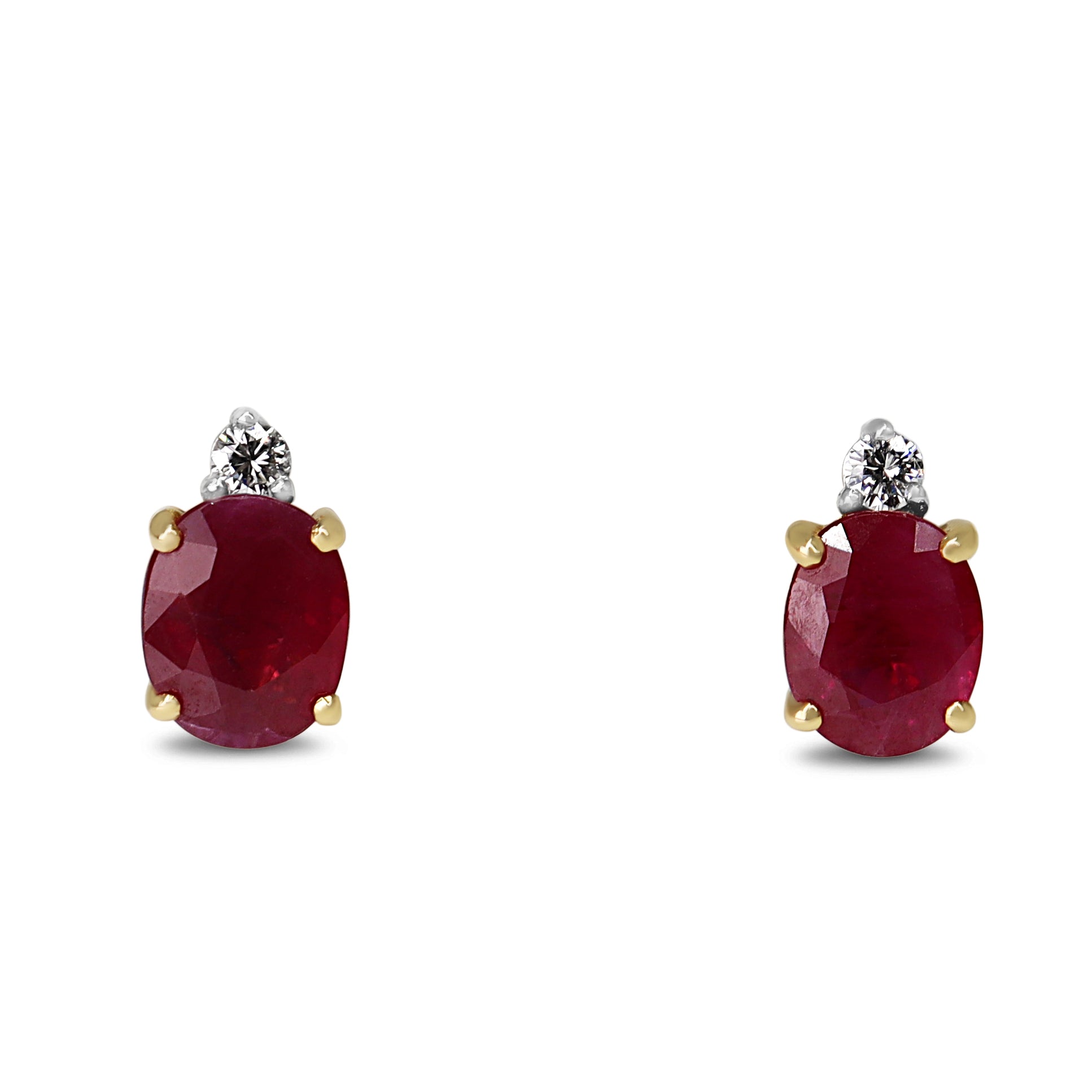 18ct Yellow Gold Ruby and Diamond Stud Earrings